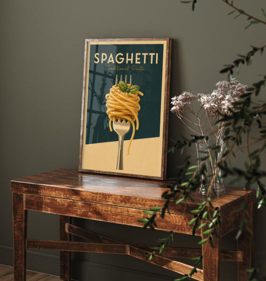 Vintage Spaghetti Art Print - Traditional Pasta Kitchen Poster - Food Illustration - Italian Wall Art 1/3
