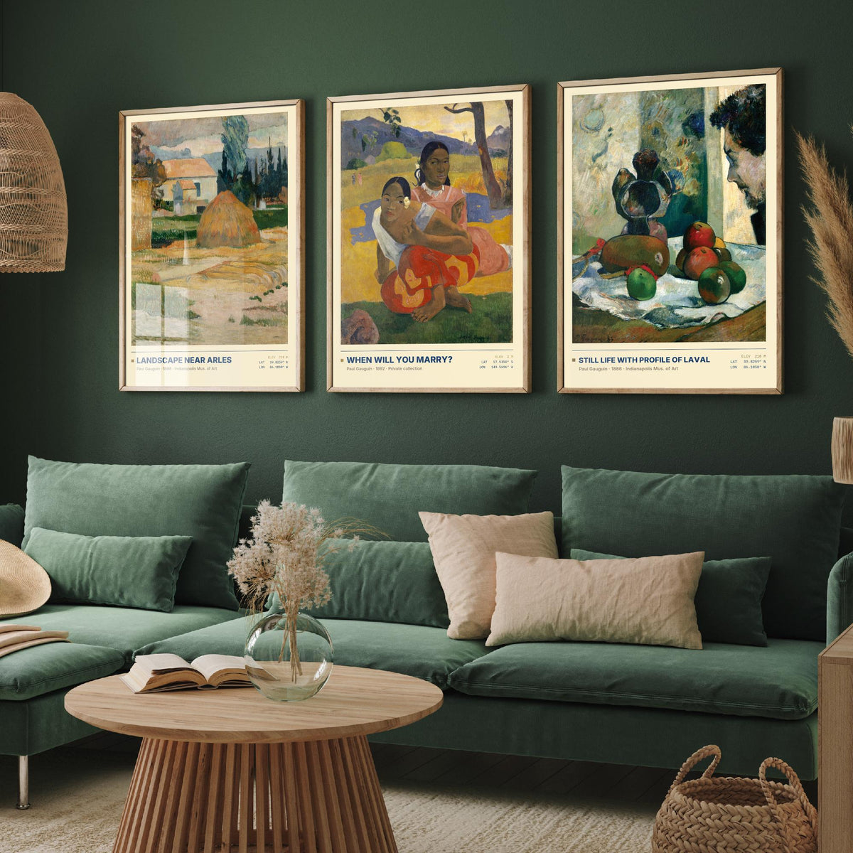 Paul Gauguin Set of Three Art Prints - When Will You Marry, Landscape Near Arles, Still Life with Profile of Laval - Painting Posters