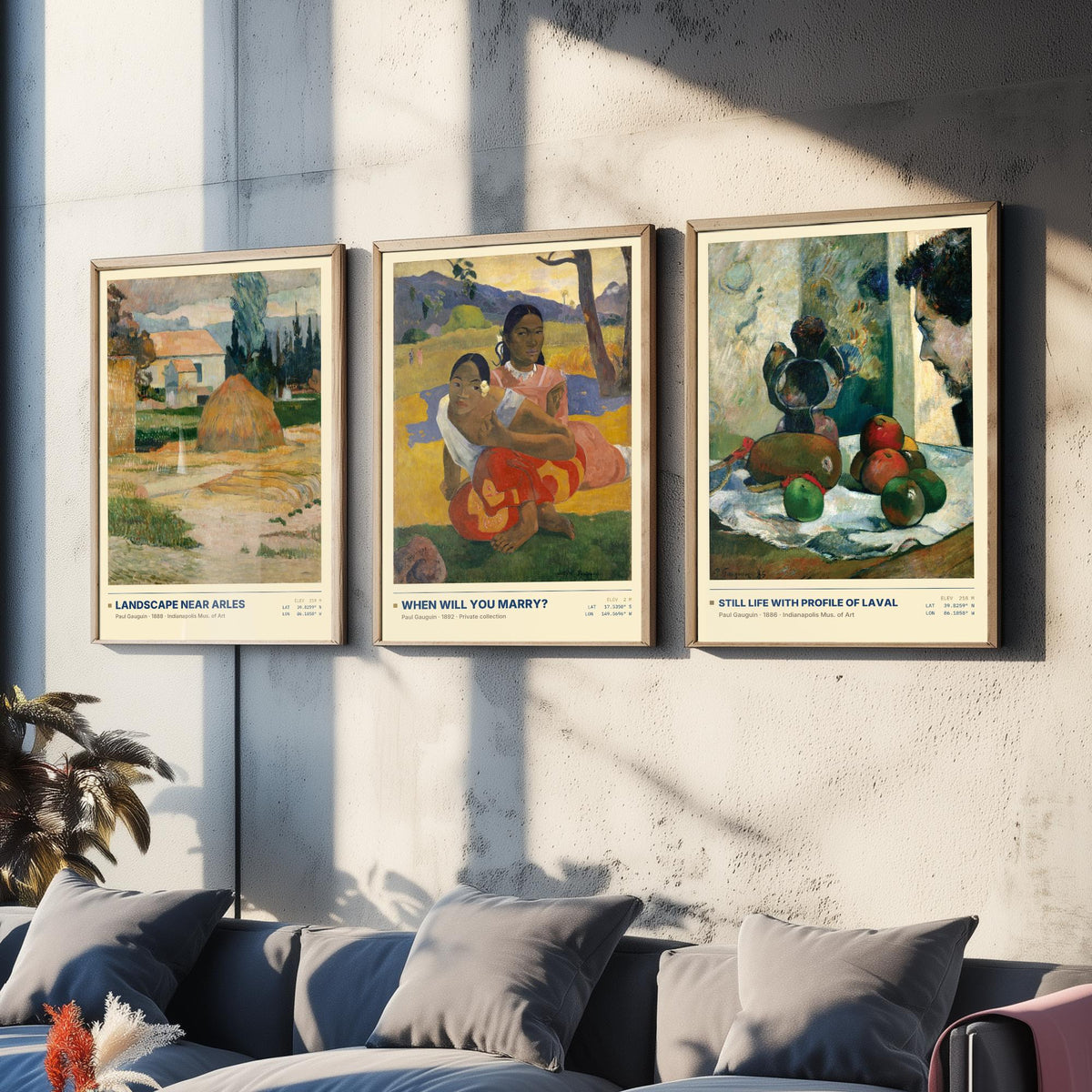 Paul Gauguin Set of Three Art Prints - When Will You Marry, Landscape Near Arles, Still Life with Profile of Laval - Painting Posters