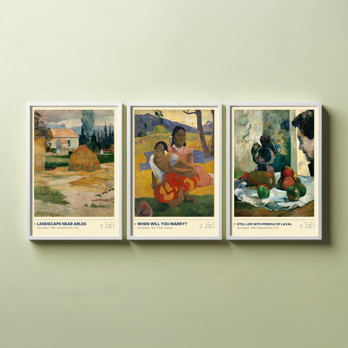 Paul Gauguin Set of Three Art Prints - When Will You Marry, Landscape Near Arles, Still Life with Profile of Laval - Painting Posters