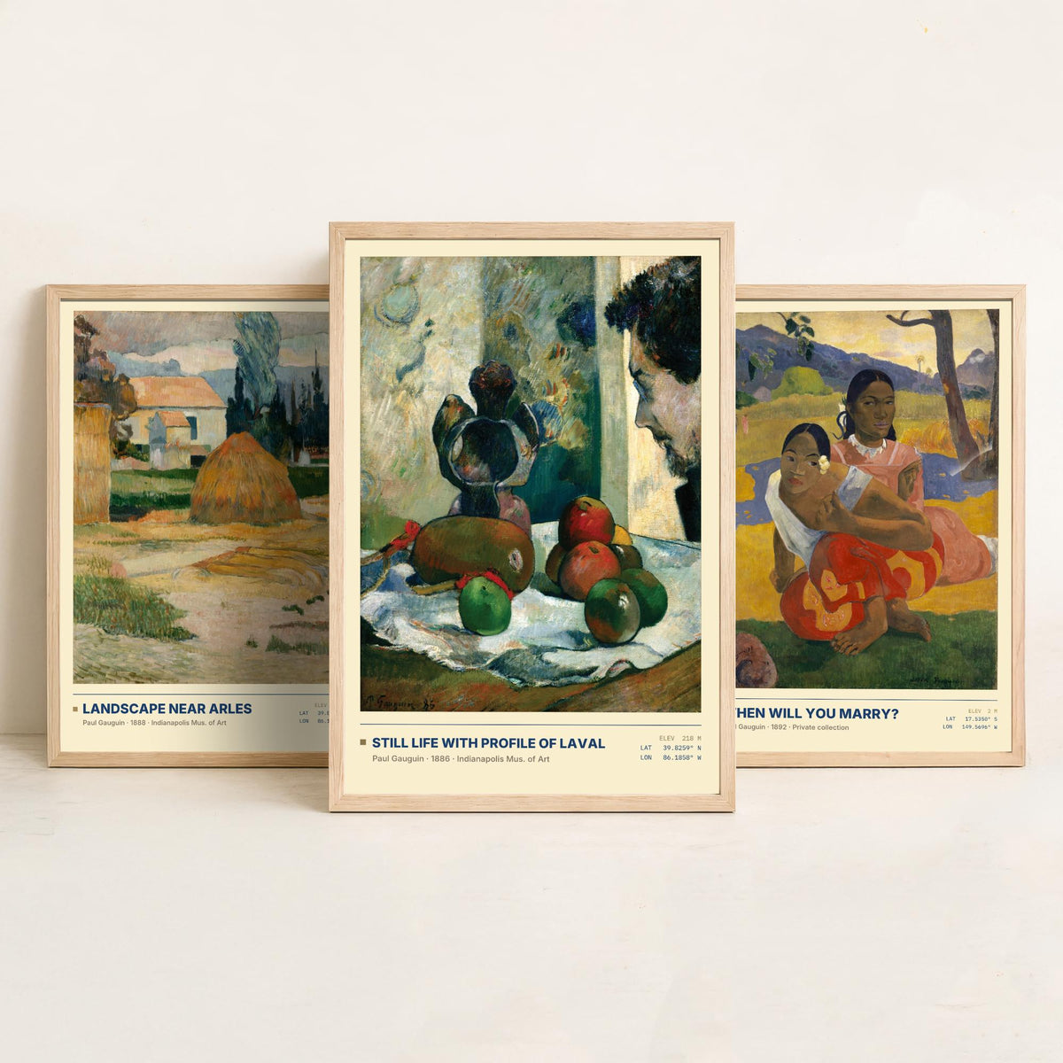 Paul Gauguin Set of Three Art Prints - When Will You Marry, Landscape Near Arles, Still Life with Profile of Laval - Painting Posters