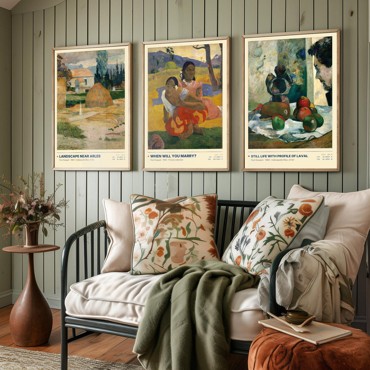 Paul Gauguin Set of Three Art Prints - When Will You Marry, Landscape Near Arles, Still Life with Profile of Laval - Painting Posters