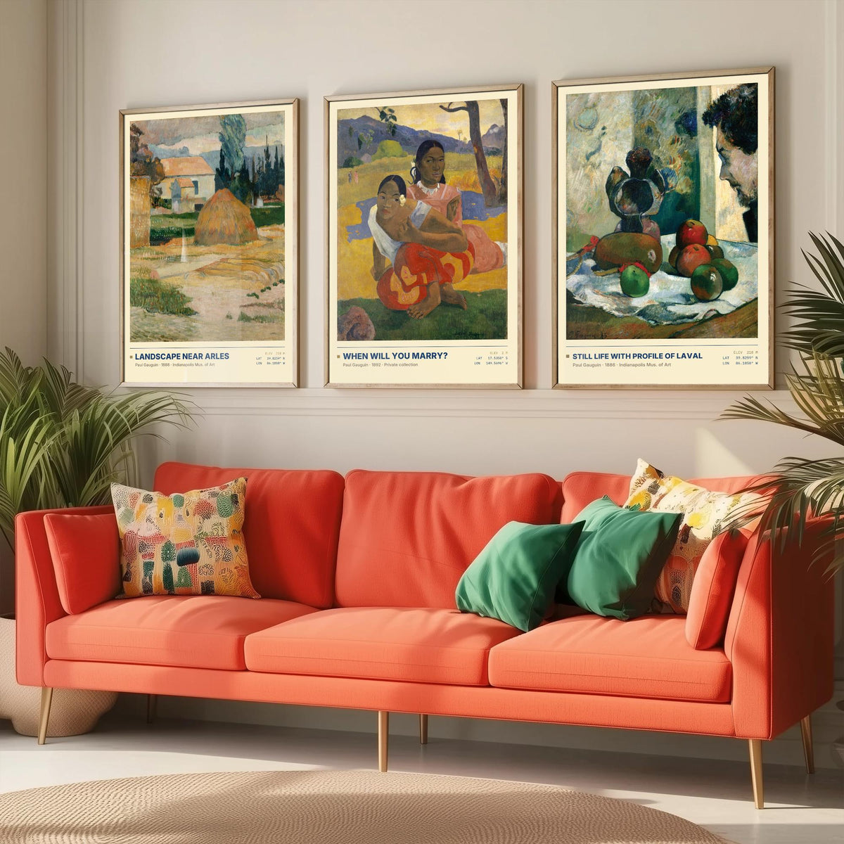 Paul Gauguin Set of Three Art Prints - When Will You Marry, Landscape Near Arles, Still Life with Profile of Laval - Painting Posters