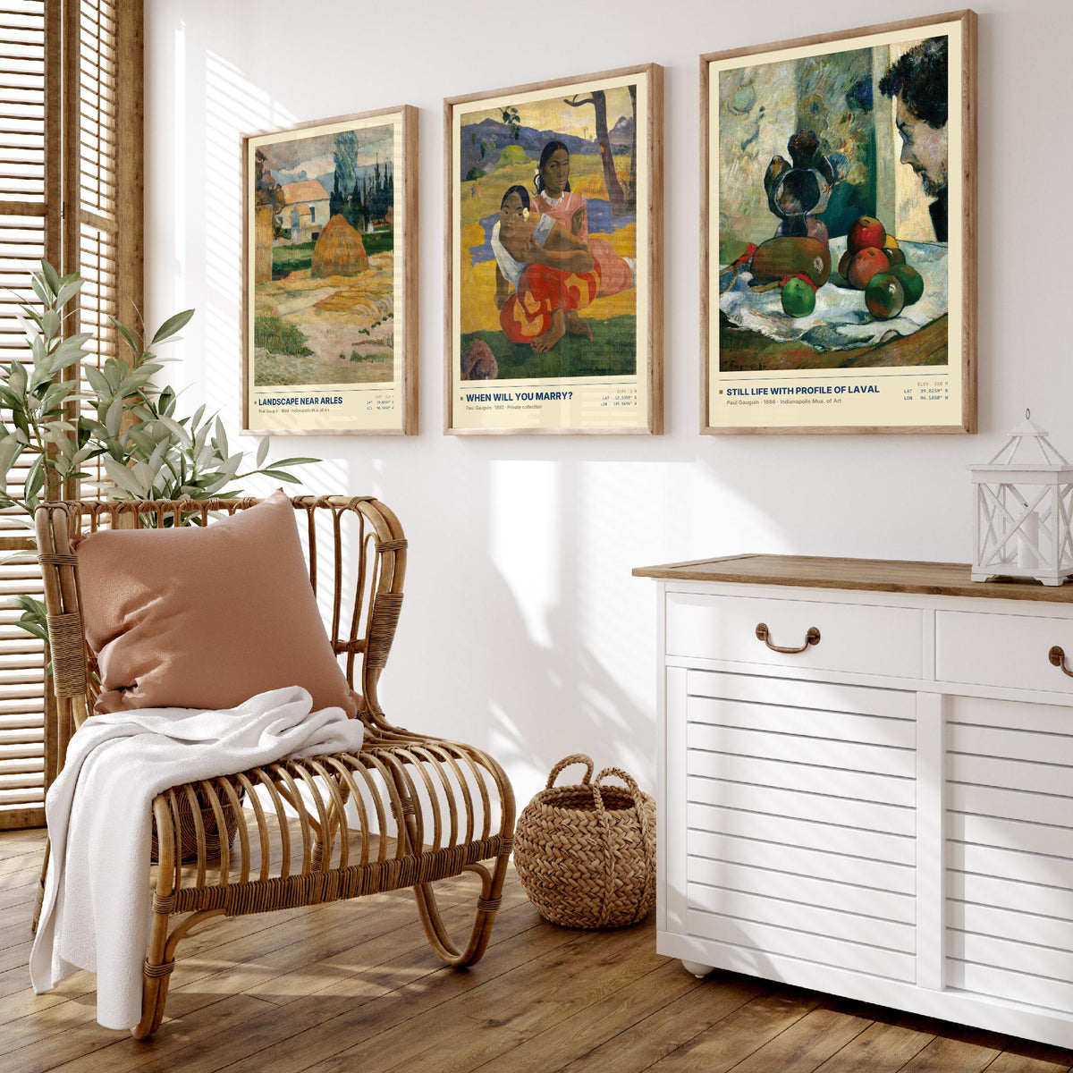 Paul Gauguin Set of Three Art Prints - When Will You Marry, Landscape Near Arles, Still Life with Profile of Laval - Painting Posters
