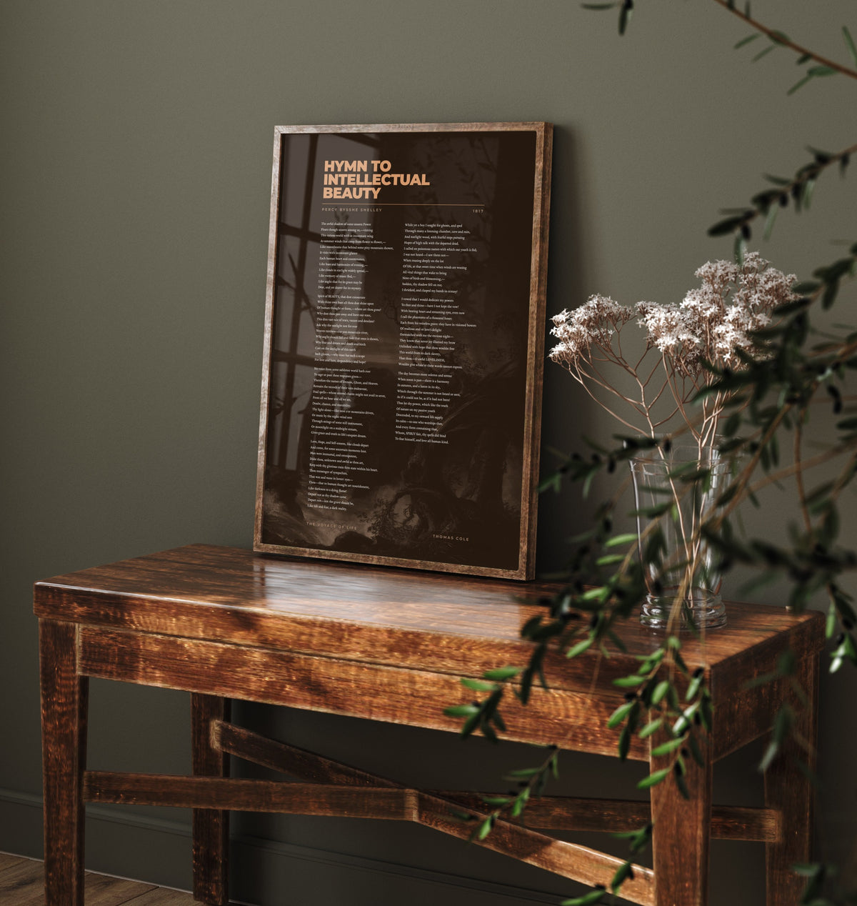 Hymn to Intellectual Beauty by Percy Bysshe Shelley Art Print - Full Poem Poster - Romantic Poetry over Classic Landscape Painting