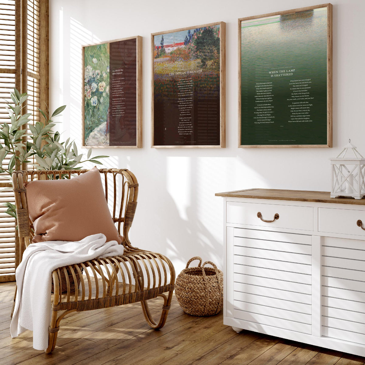Shelley Poems Set of Three Art Prints - One Word Is Too Often Profaned, Indian Serenade, When the Lamp Is Shattered - Painting Posters