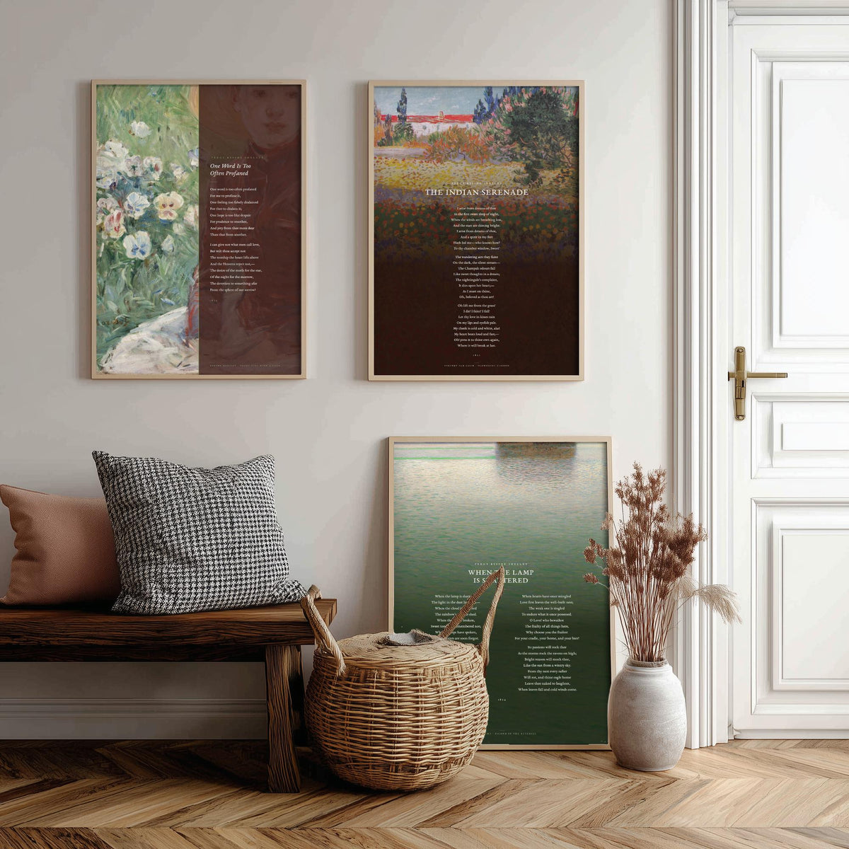 Shelley Poems Set of Three Art Prints - One Word Is Too Often Profaned, Indian Serenade, When the Lamp Is Shattered - Painting Posters