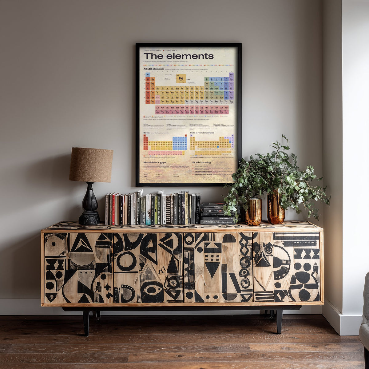 Periodic Table Art Print - Chemical Elements Chart Poster - Educational Illustration - Science Teacher Gift 1/3