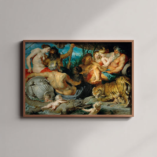 Peter Paul Rubens - The Four Continents (c. 1615) - Classic Painting Art Print - River Gods Tigress Crocodile Baroque Allegory Poster