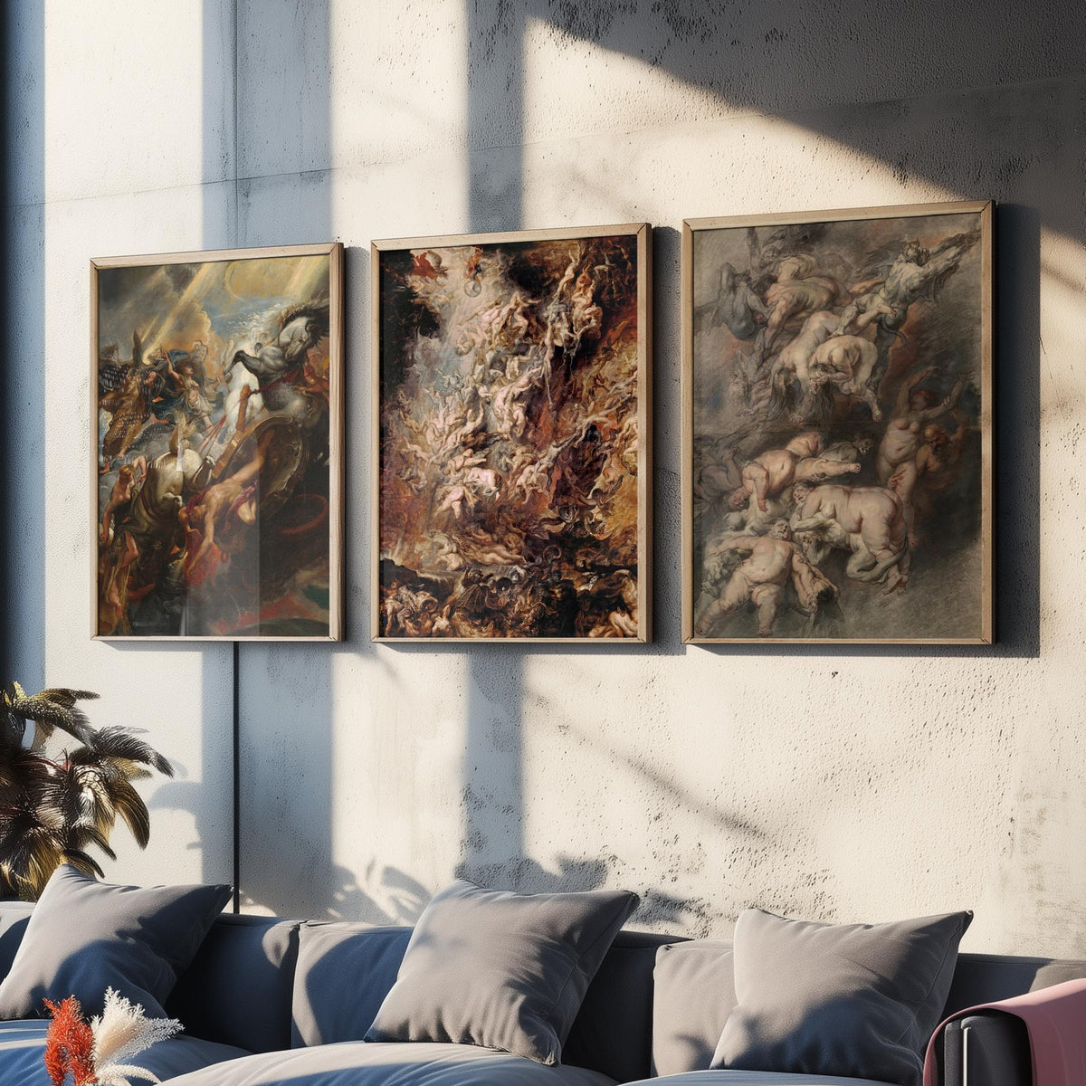 Peter Paul Rubens Set of Three Art Prints - Fall of Phaeton, Fall of the Damned - Baroque Painting Poster