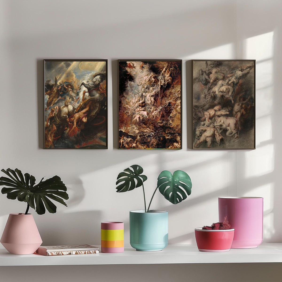 Peter Paul Rubens Set of Three Art Prints - Fall of Phaeton, Fall of the Damned - Baroque Painting Poster