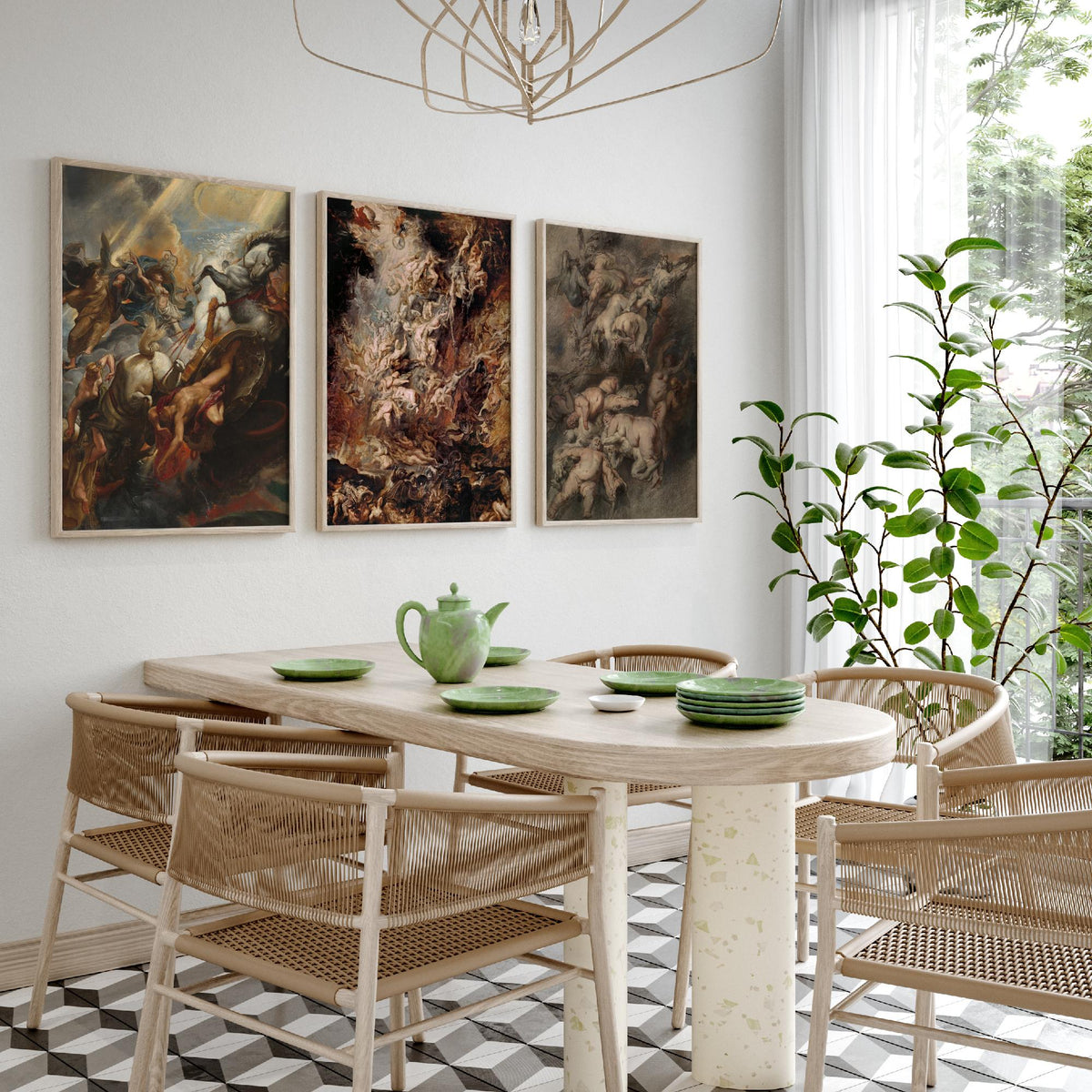 Peter Paul Rubens Set of Three Art Prints - Fall of Phaeton, Fall of the Damned - Baroque Painting Poster