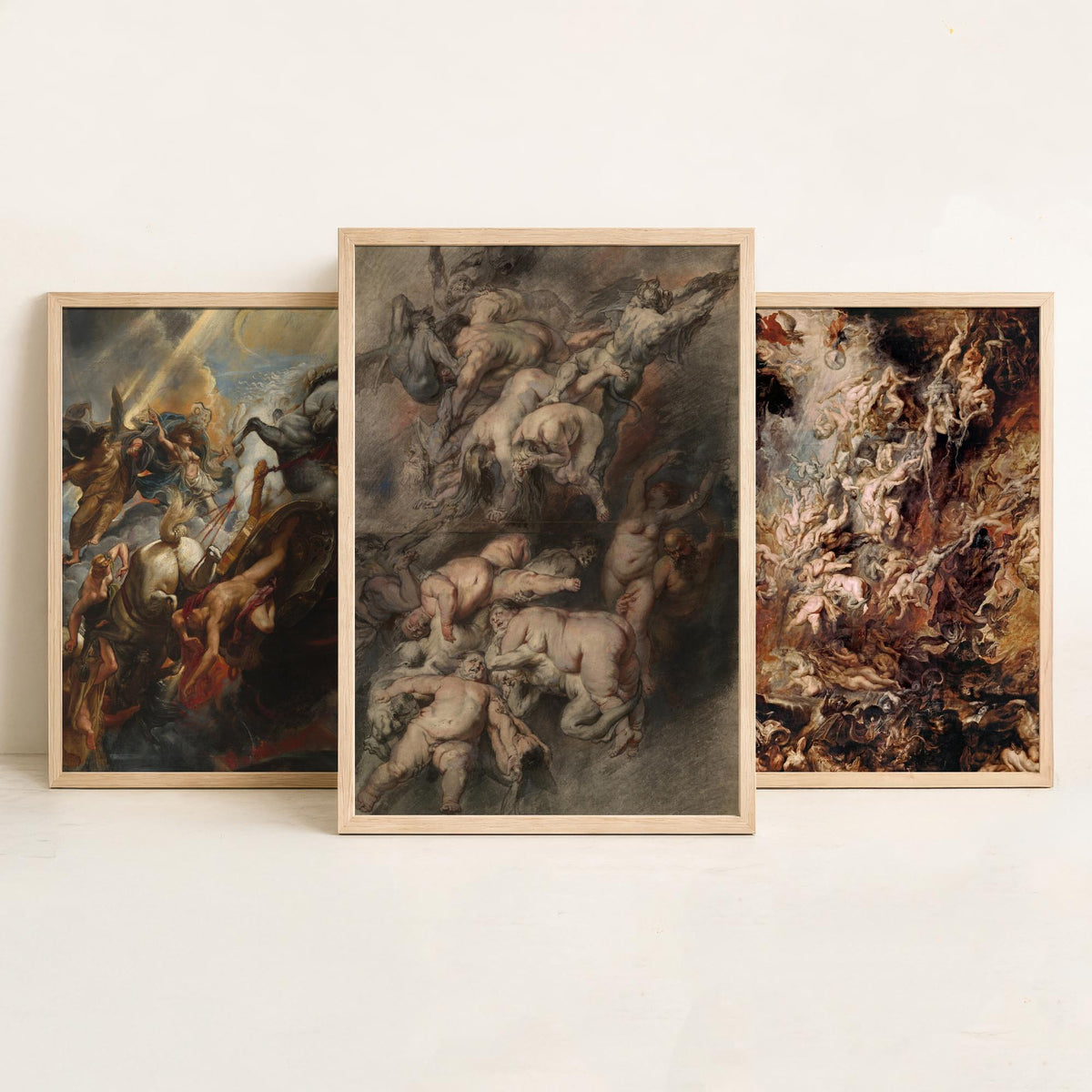 Peter Paul Rubens Set of Three Art Prints - Fall of Phaeton, Fall of the Damned - Baroque Painting Poster