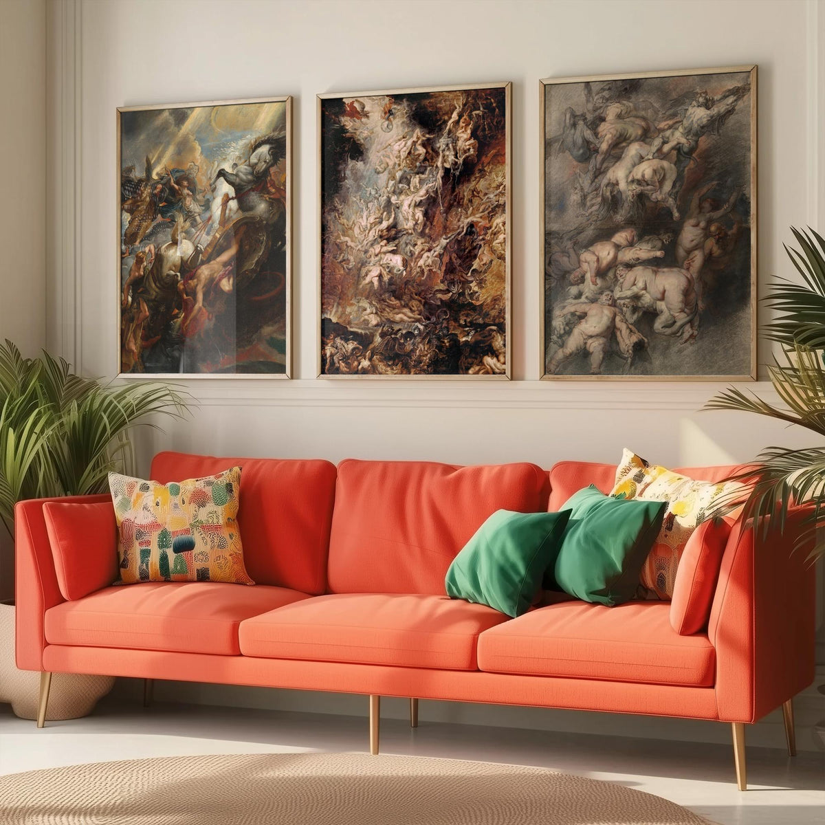 Peter Paul Rubens Set of Three Art Prints - Fall of Phaeton, Fall of the Damned - Baroque Painting Poster