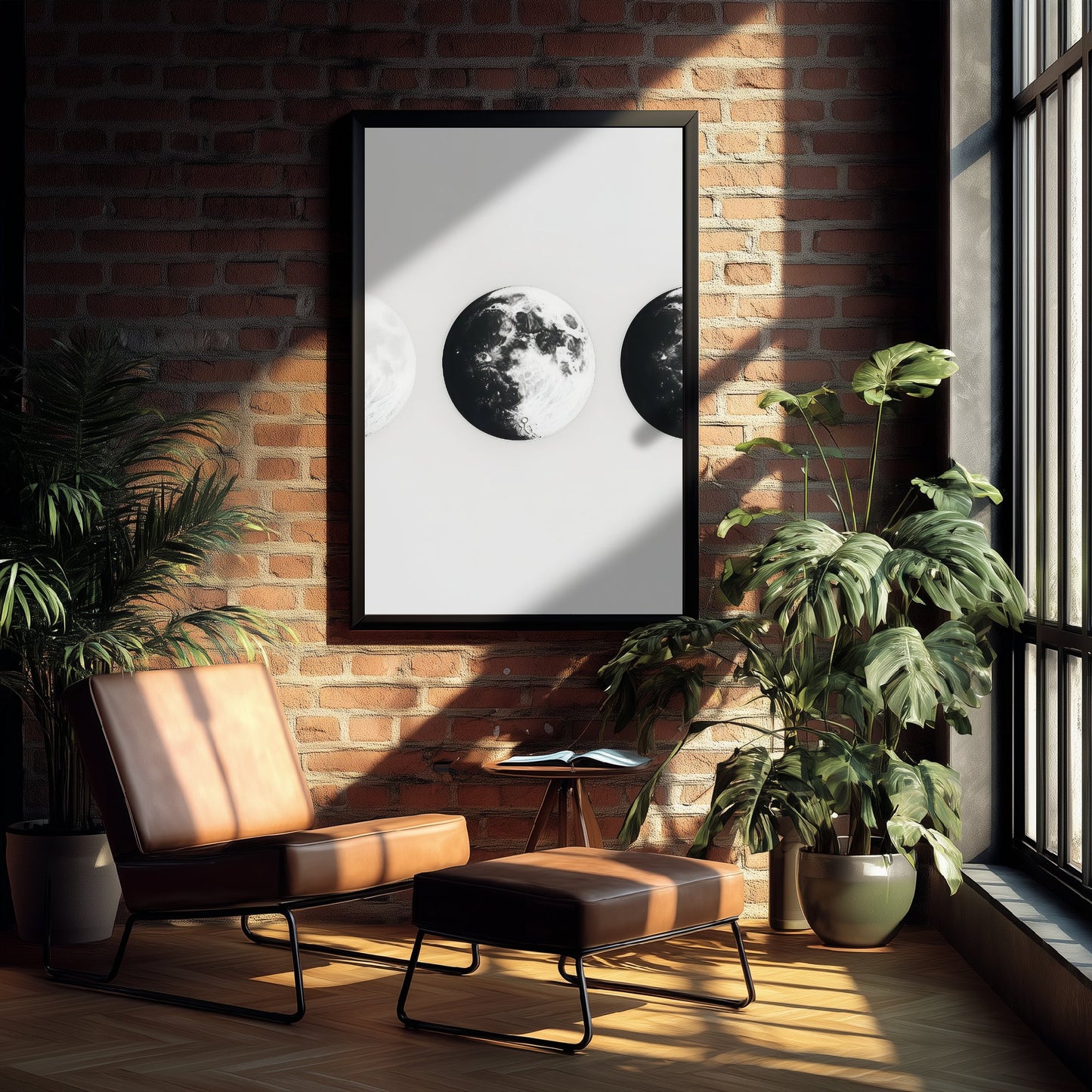 Dark Moon Art Print - Photorealistic Moon Drawing Poster - Black and White Lunar Wall Art V1 2/3