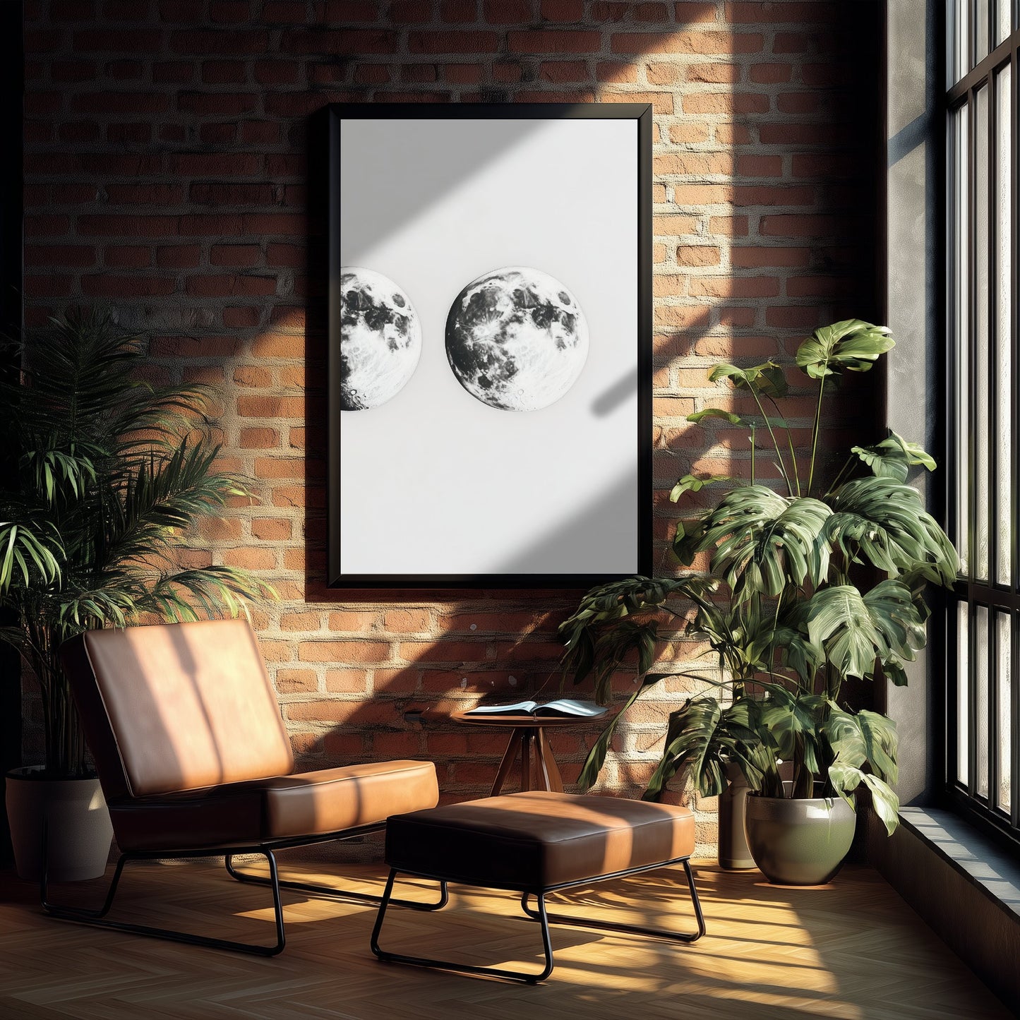 Lunar Moon Art Print - Photorealistic Moon Drawing Poster - Black and White Wall Art V1 3/3