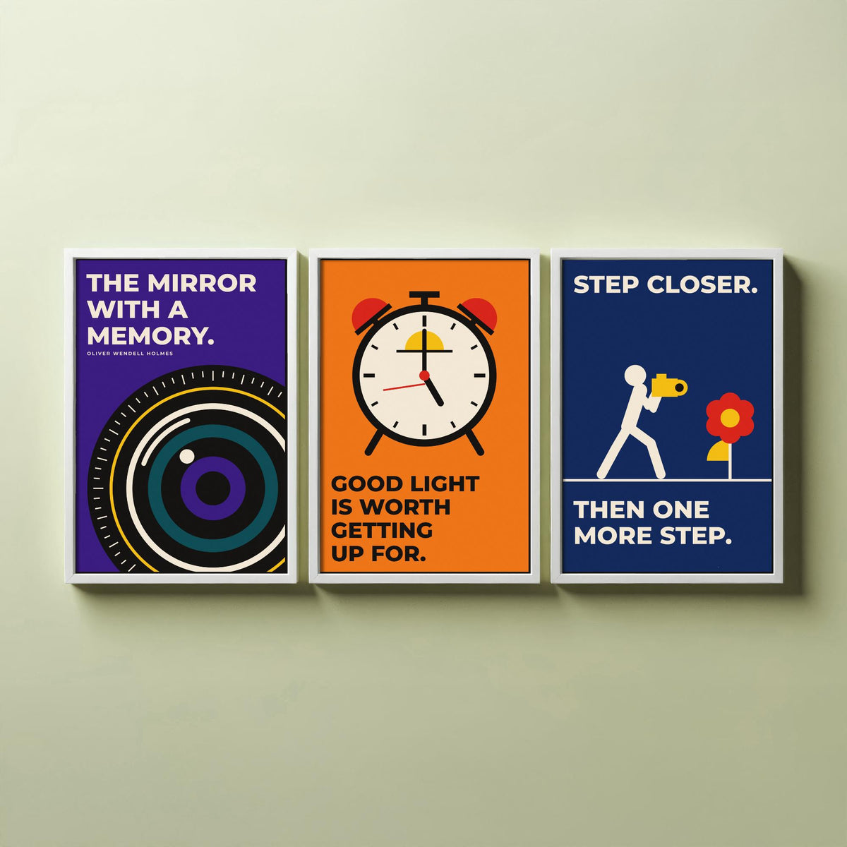 Photography Quotes Set of Three Art Prints - 3 Retro Bauhaus Photographer Posters - Minimalist Art Wall Art Illustration V2
