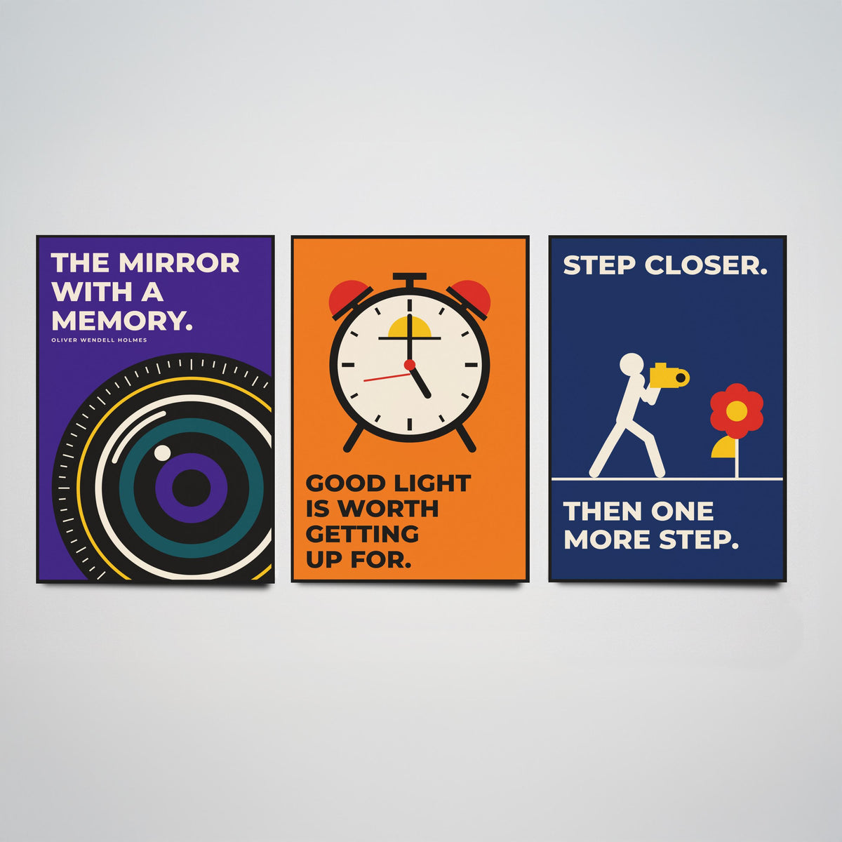 Photography Quotes Set of Three Art Prints - 3 Retro Bauhaus Photographer Posters - Minimalist Art Wall Art Illustration V2