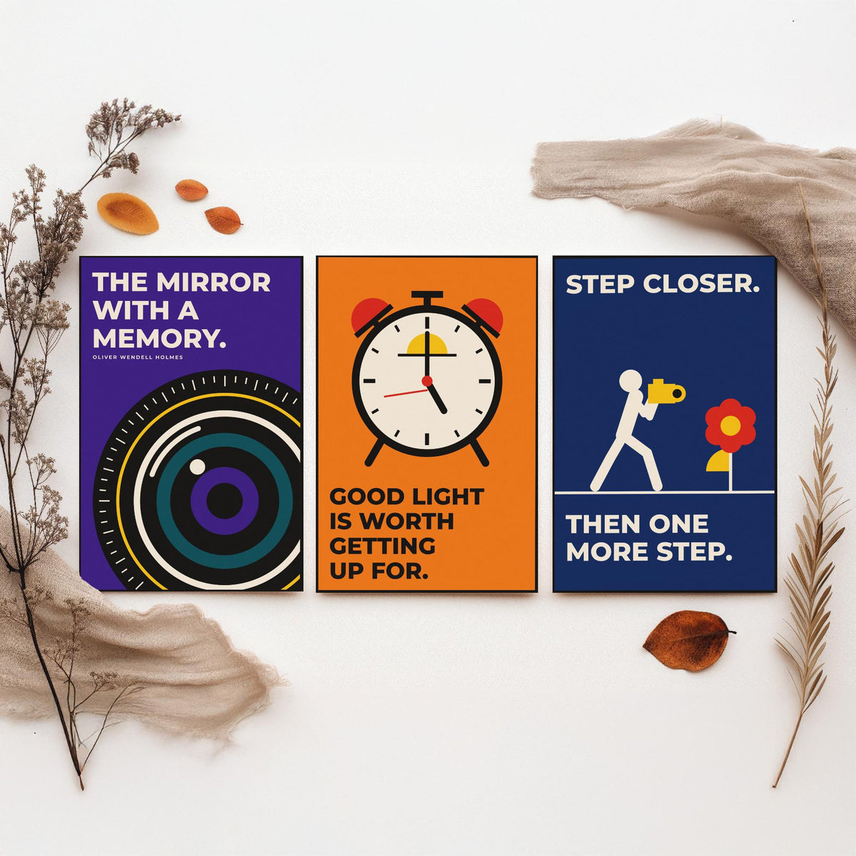Photography Quotes Set of Three Art Prints - 3 Retro Bauhaus Photographer Posters - Minimalist Art Wall Art Illustration V2