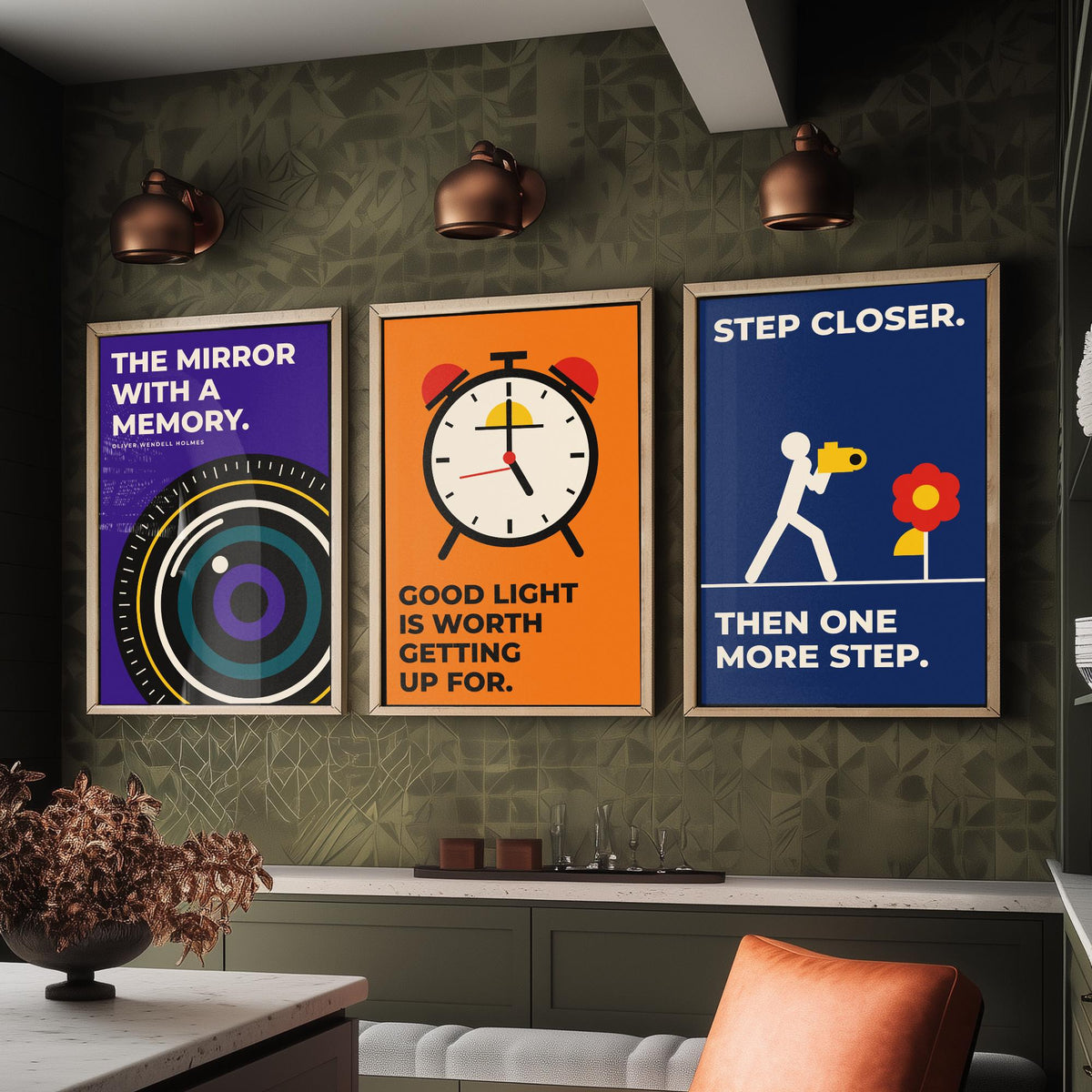 Photography Quotes Set of Three Art Prints - 3 Retro Bauhaus Photographer Posters - Minimalist Art Wall Art Illustration V2