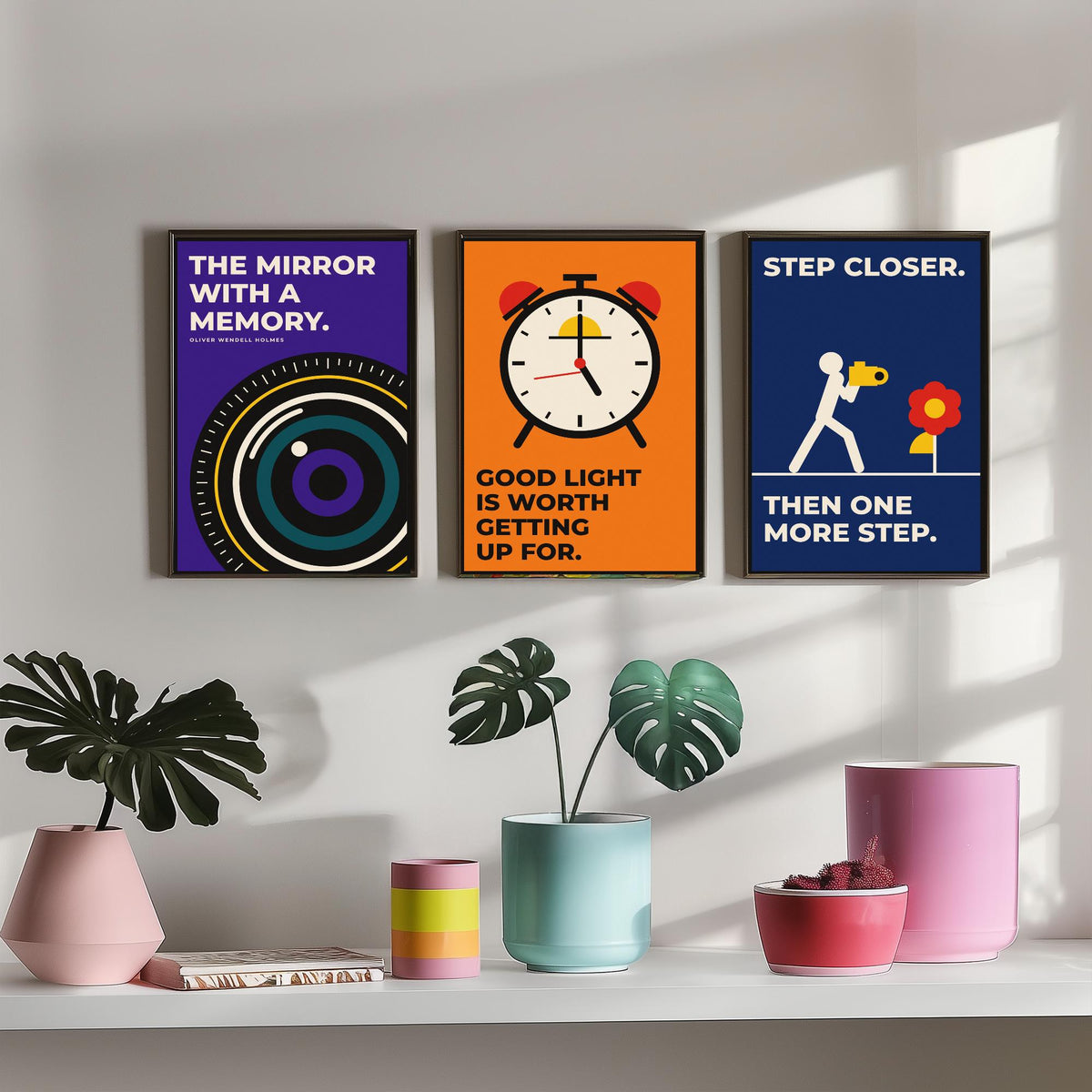 Photography Quotes Set of Three Art Prints - 3 Retro Bauhaus Photographer Posters - Minimalist Art Wall Art Illustration V2