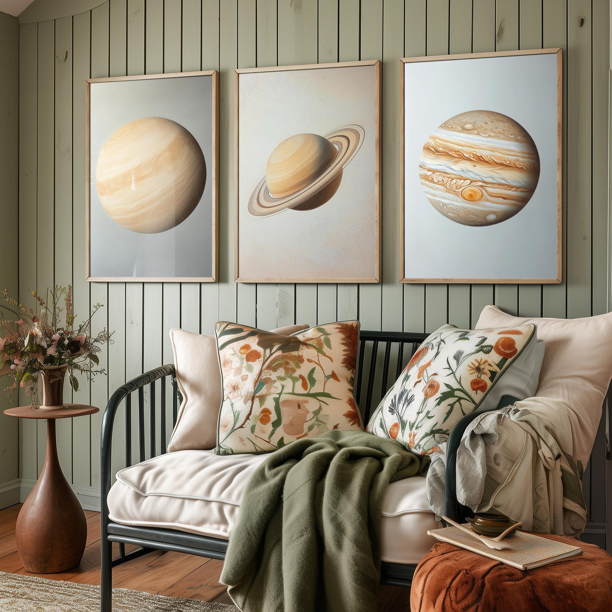 Venus Saturn Jupiter Set of Three Art Prints - 3 Solar System Planets Astronomy - Space Poster Photo Illustration Gift