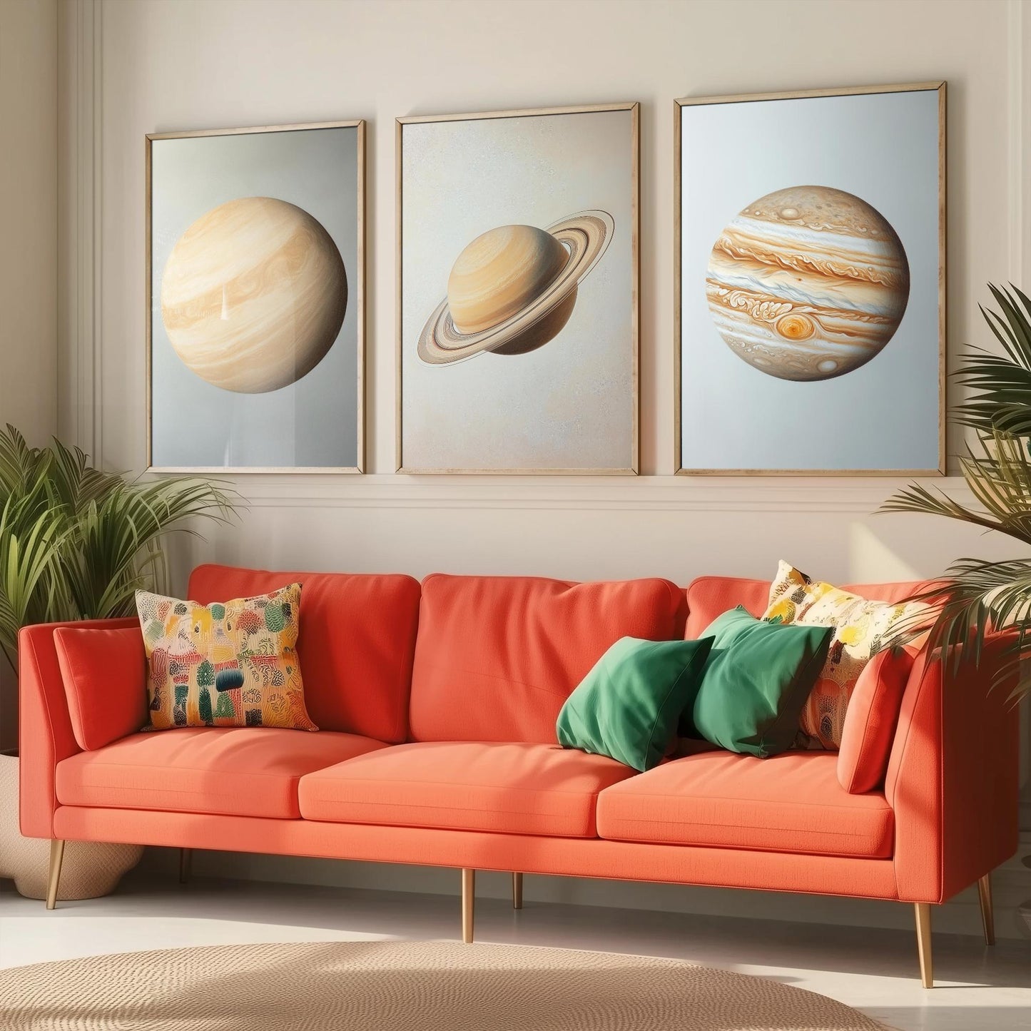 Venus Saturn Jupiter Set of Three Art Prints - 3 Solar System Planets Astronomy - Space Poster Photo Illustration Gift