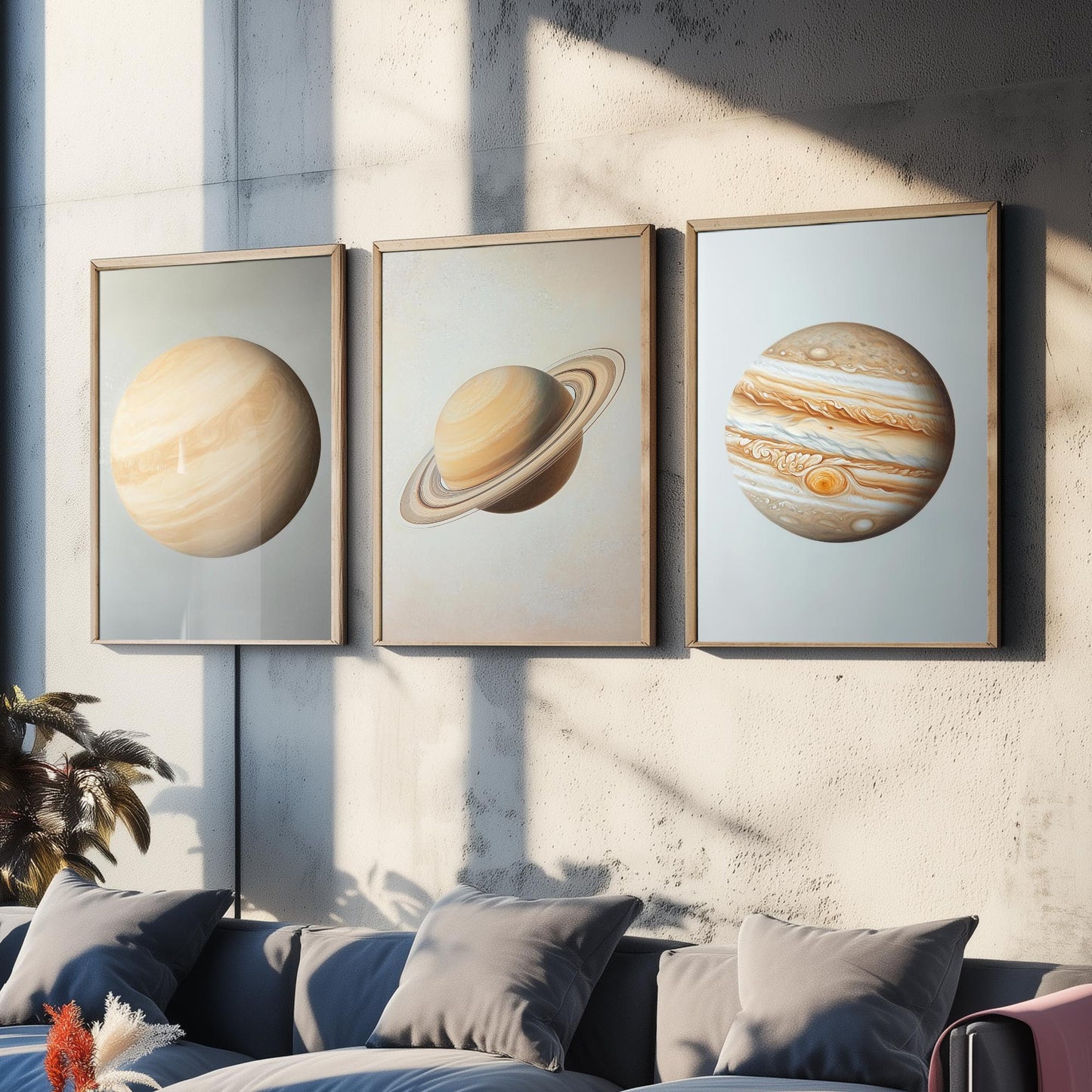 Venus Saturn Jupiter Set of Three Art Prints - 3 Solar System Planets Astronomy - Space Poster Photo Illustration Gift