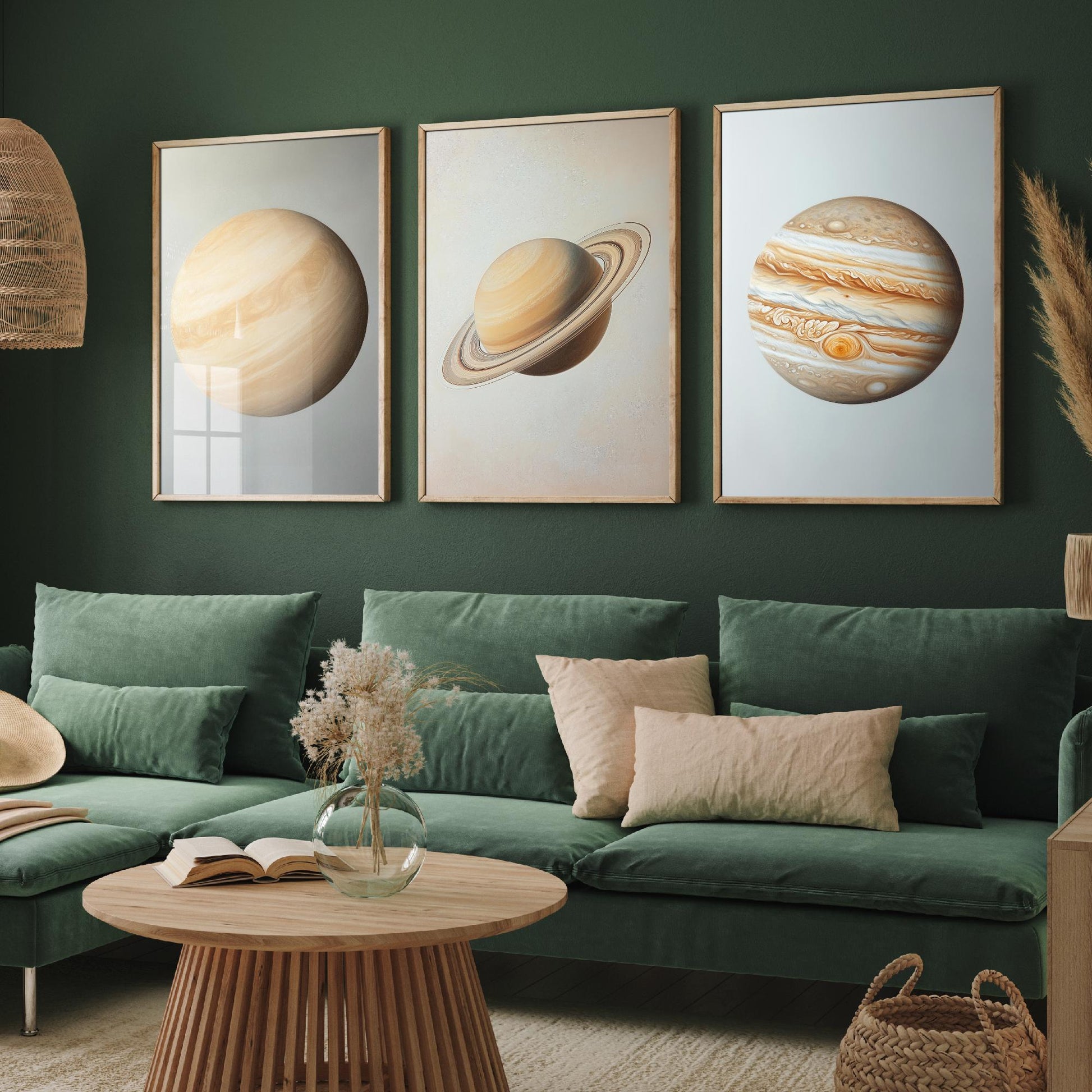 Venus Saturn Jupiter Set of Three Art Prints - 3 Solar System Planets Astronomy - Space Poster Photo Illustration Gift
