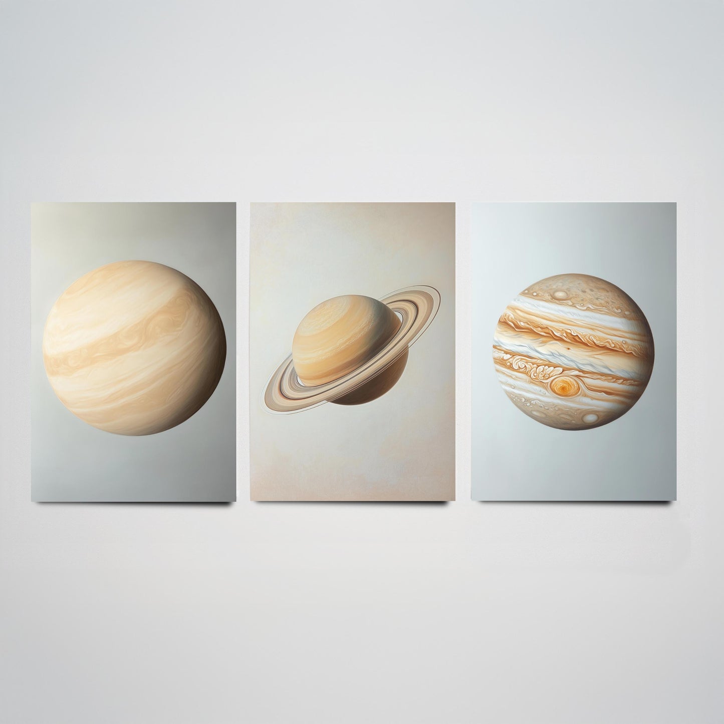 Venus Saturn Jupiter Set of Three Art Prints - 3 Solar System Planets Astronomy - Space Poster Photo Illustration Gift