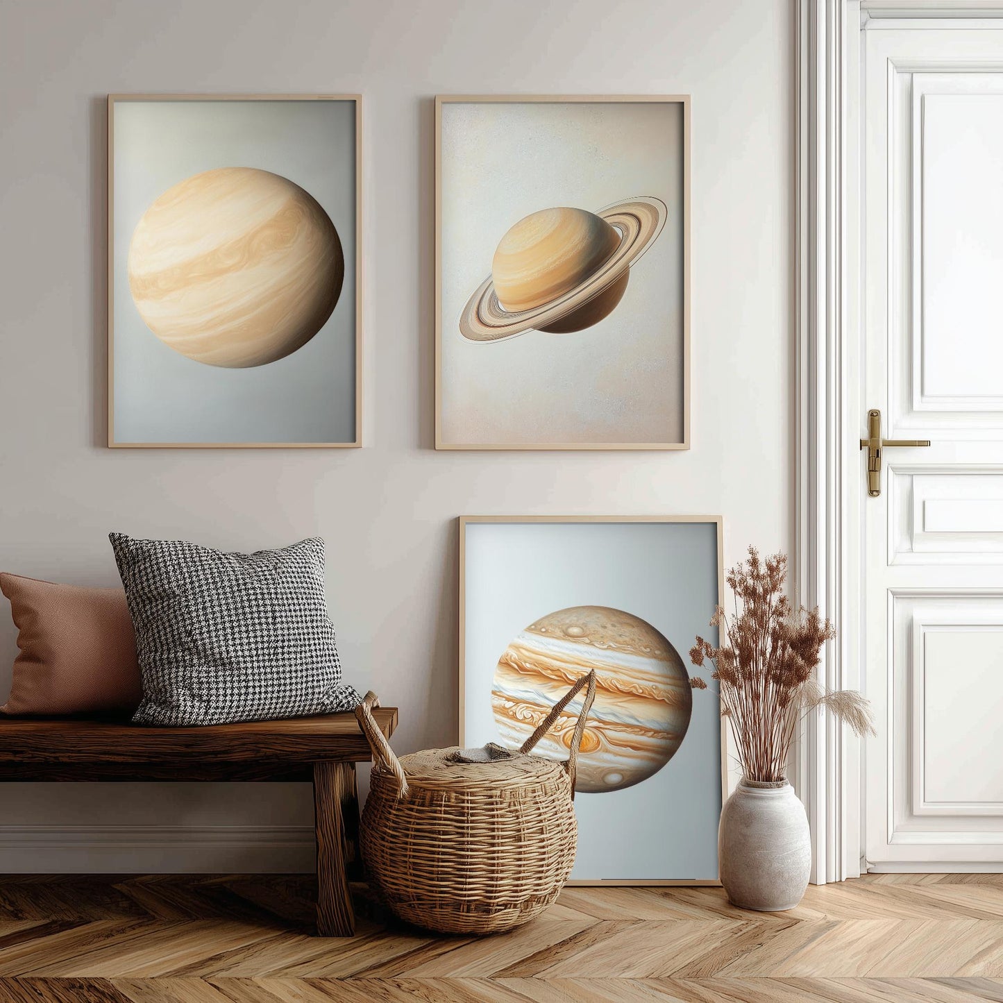Venus Saturn Jupiter Set of Three Art Prints - 3 Solar System Planets Astronomy - Space Poster Photo Illustration Gift