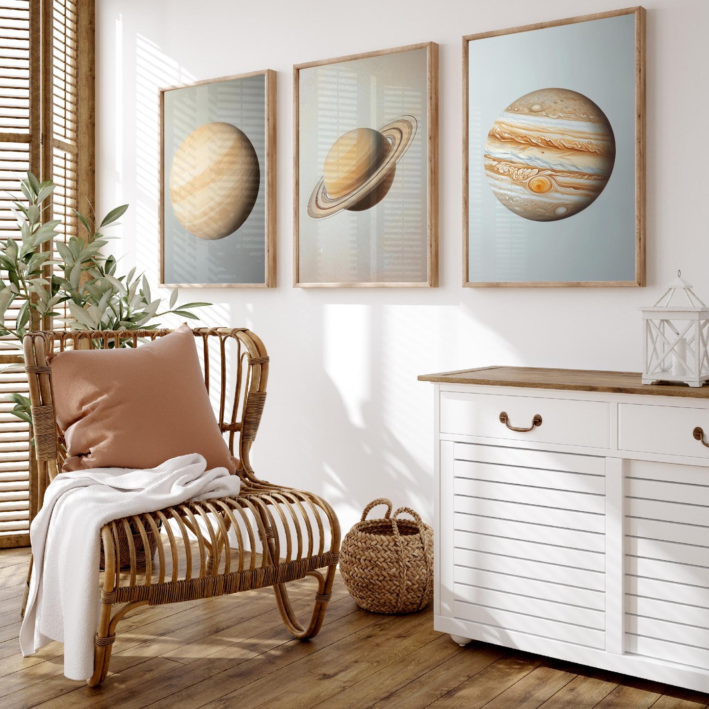 Venus Saturn Jupiter Set of Three Art Prints - 3 Solar System Planets Astronomy - Space Poster Photo Illustration Gift