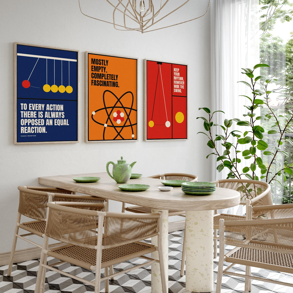 Physics Quotes Set of Three Art Prints - 3 Bauhaus Science Posters - Minimalist Science Wall Art Illustration V1