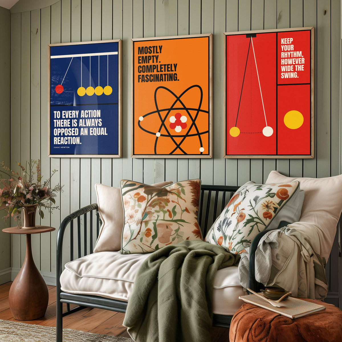 Physics Quotes Set of Three Art Prints - 3 Bauhaus Science Posters - Minimalist Science Wall Art Illustration V1