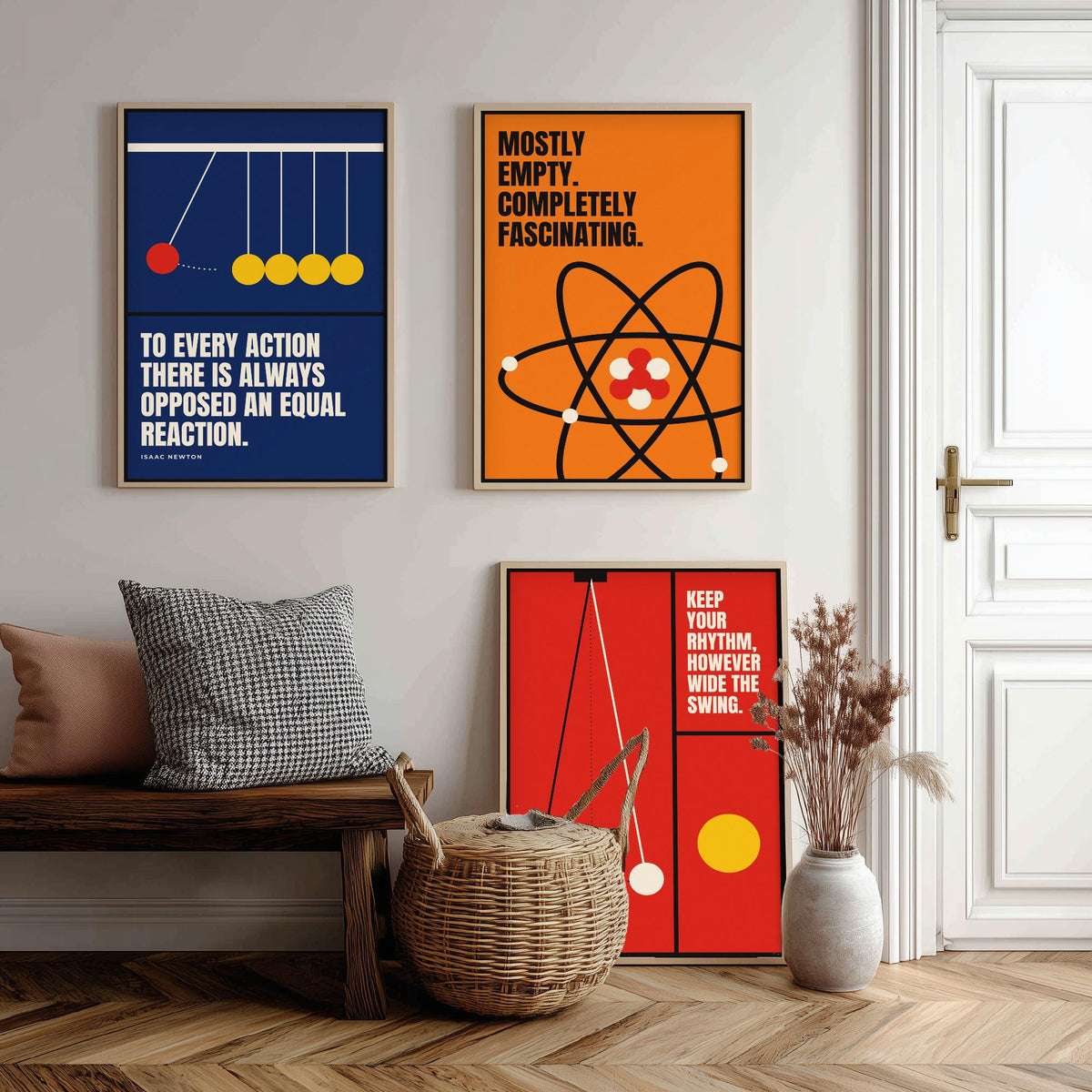 Physics Quotes Set of Three Art Prints - 3 Bauhaus Science Posters - Minimalist Science Wall Art Illustration V1
