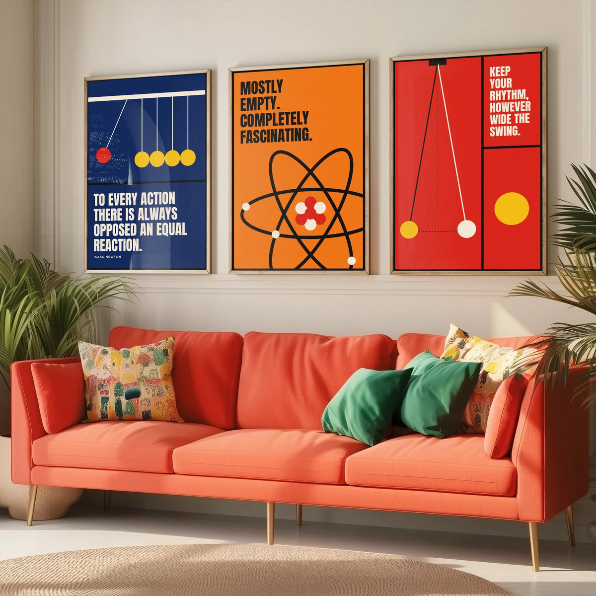 Physics Quotes Set of Three Art Prints - 3 Bauhaus Science Posters - Minimalist Science Wall Art Illustration V1