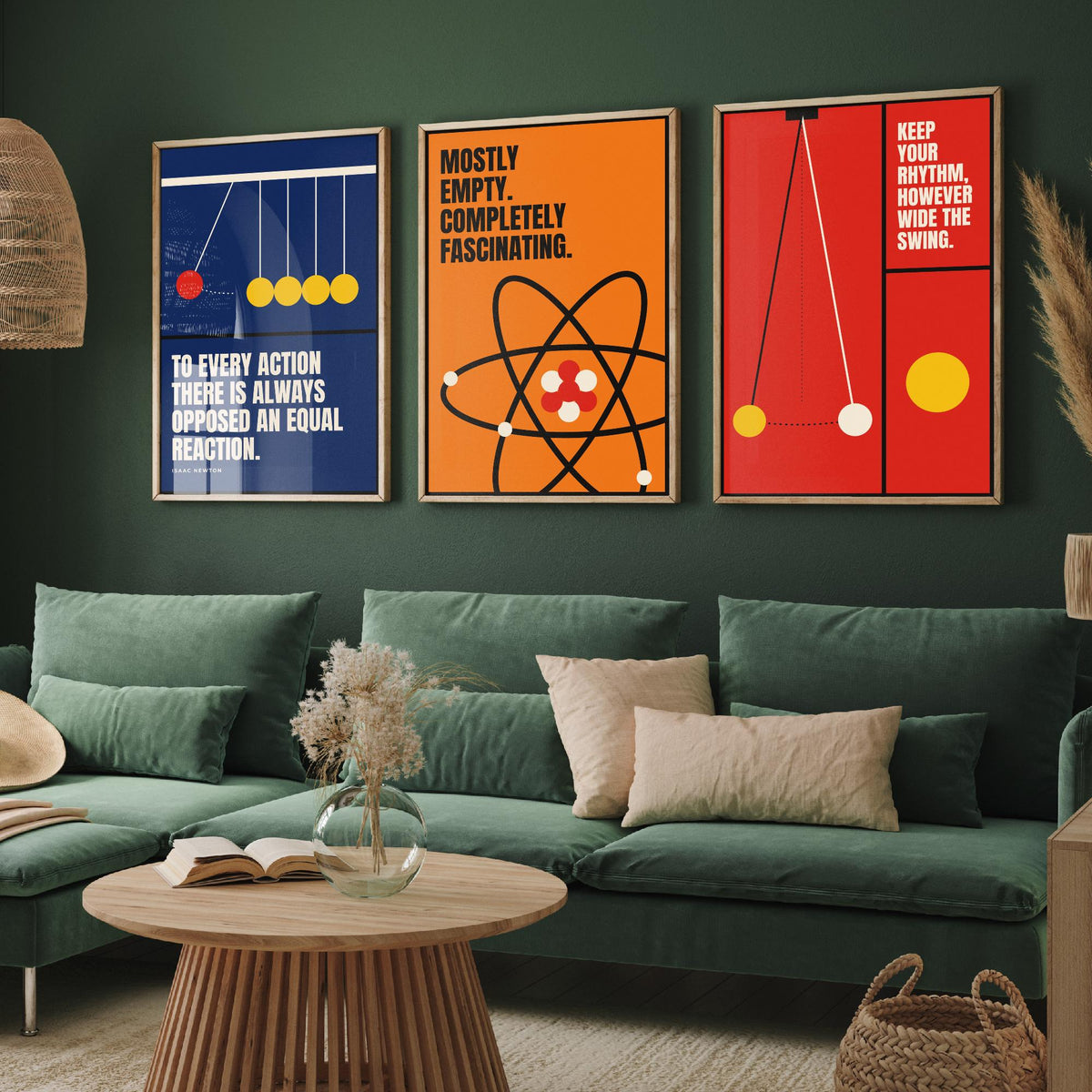 Physics Quotes Set of Three Art Prints - 3 Bauhaus Science Posters - Minimalist Science Wall Art Illustration V1