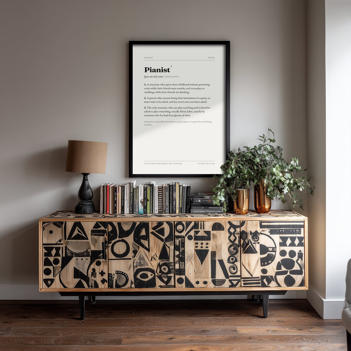 Pianist Demotivational Dictionary Art Print - Funny Word Definition Poster - Music Typography Entry 0,104