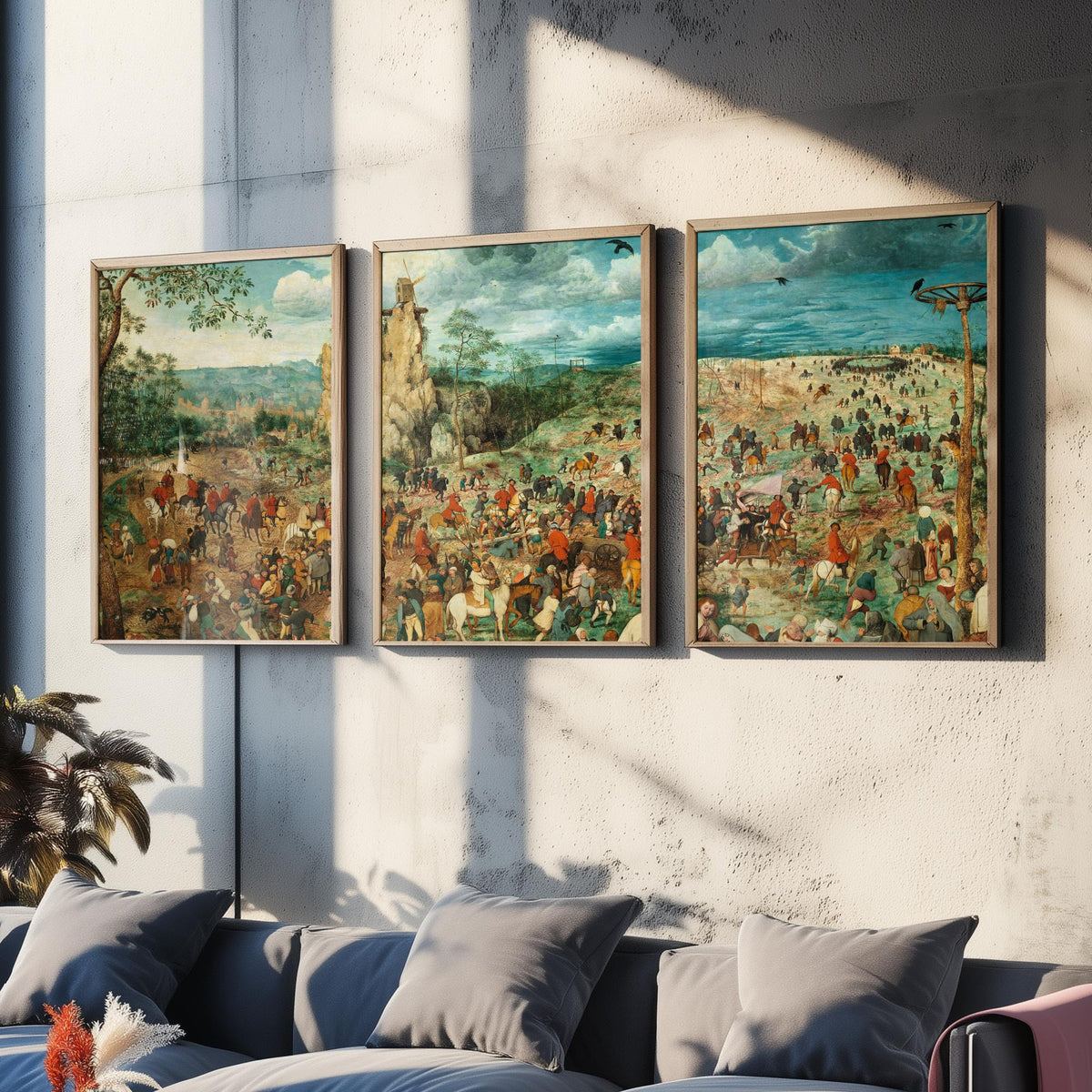 Pieter Bruegel the Elder The Procession to Calvary Set of Three Art Prints - Panoramic Renaissance Painting Poster