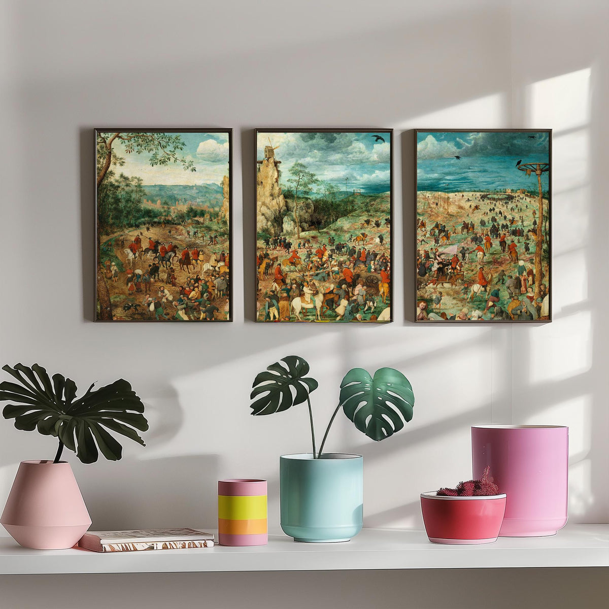 Pieter Bruegel the Elder The Procession to Calvary Set of Three Art Prints - Panoramic Renaissance Painting Poster