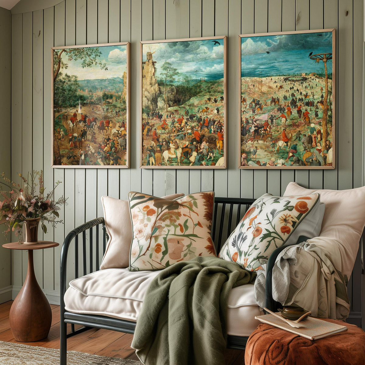 Pieter Bruegel the Elder The Procession to Calvary Set of Three Art Prints - Panoramic Renaissance Painting Poster