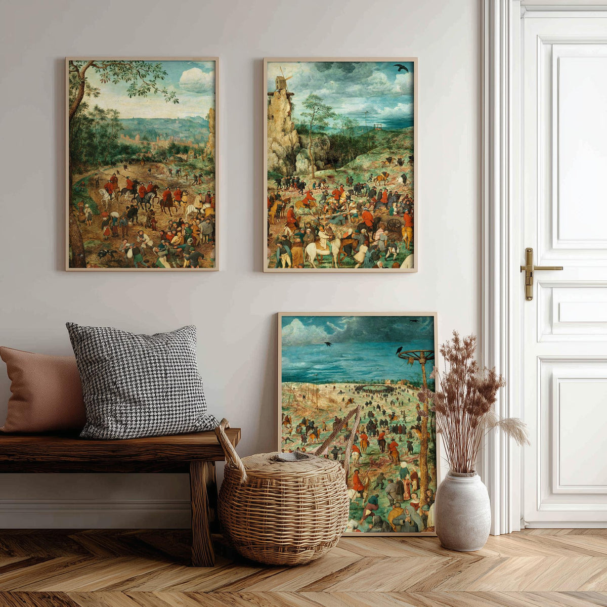 Pieter Bruegel the Elder The Procession to Calvary Set of Three Art Prints - Panoramic Renaissance Painting Poster