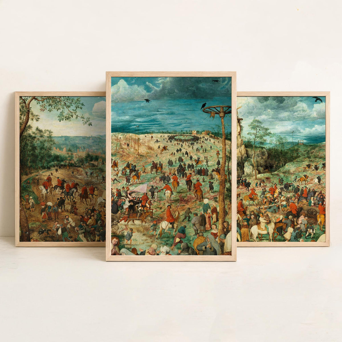 Pieter Bruegel the Elder The Procession to Calvary Set of Three Art Prints - Panoramic Renaissance Painting Poster