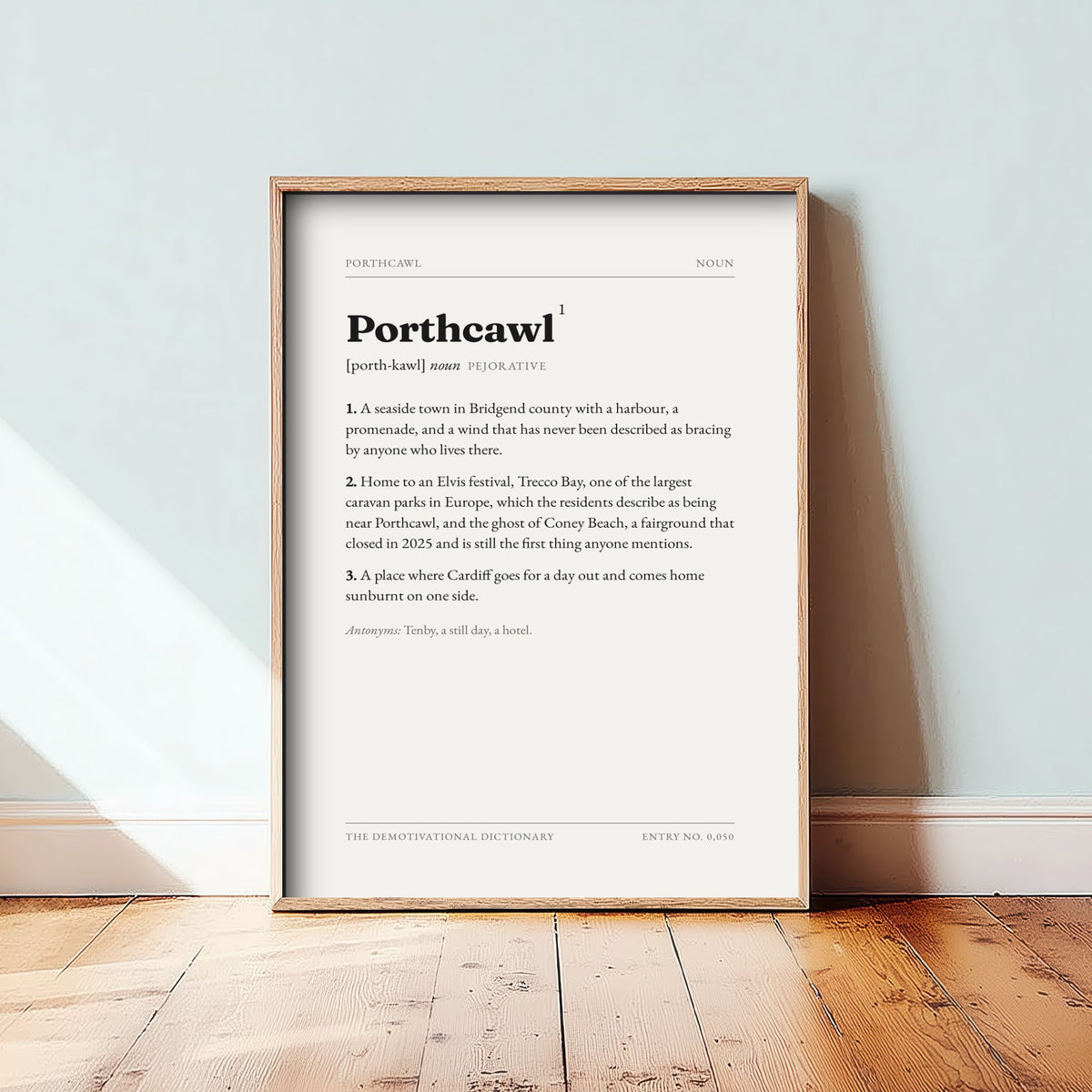 Porthcawl Demotivational Dictionary Art Print - Funny Word Definition Poster - South Wales Typography Entry 0,050