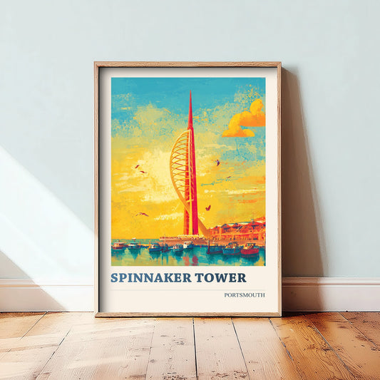 Spinnaker Tower Portsmouth Travel Poster - Art Print - Bold Pop Illustration - Harbour Wall Art 1/3