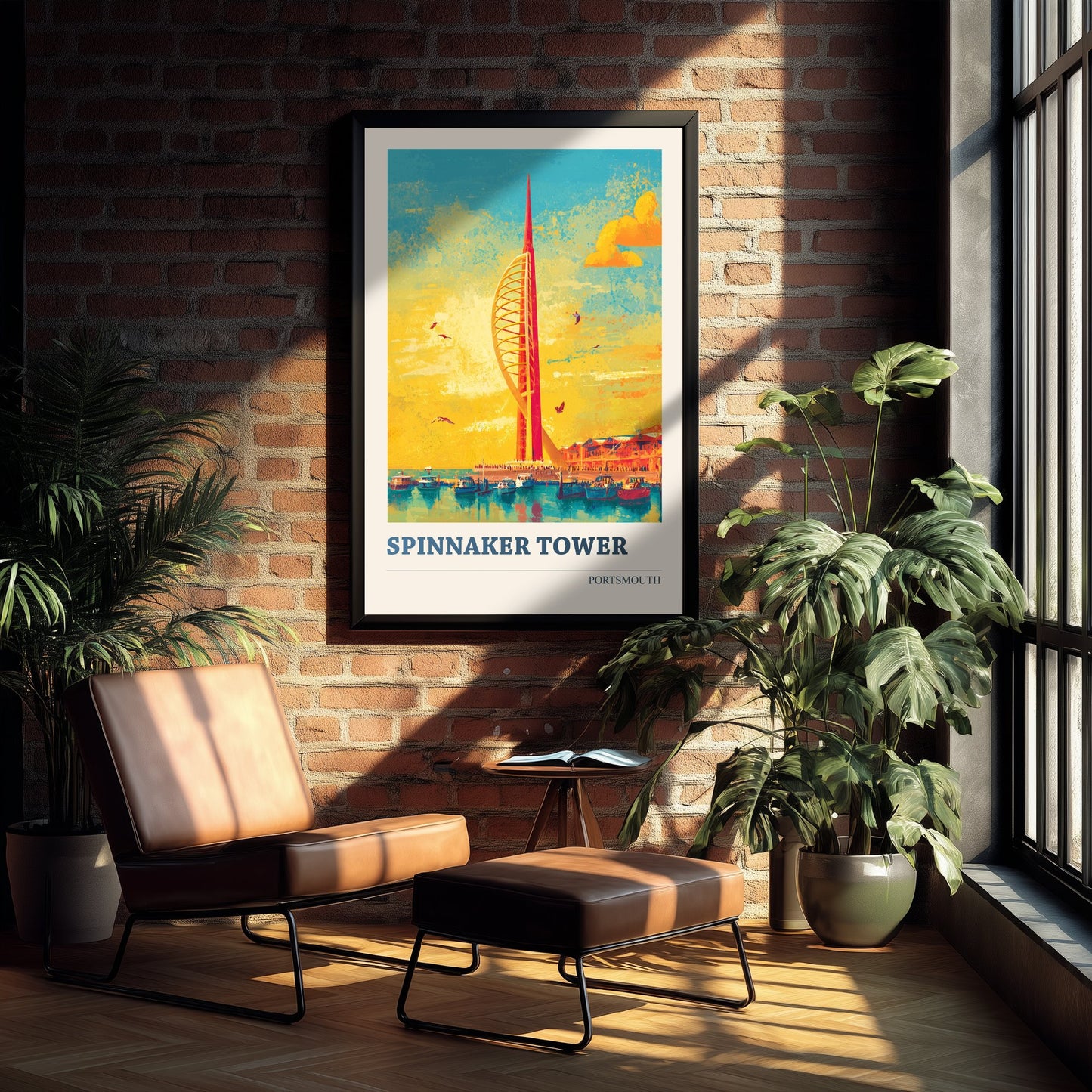 Spinnaker Tower Portsmouth Travel Poster - Art Print - Bold Pop Illustration - Harbour Wall Art 1/3