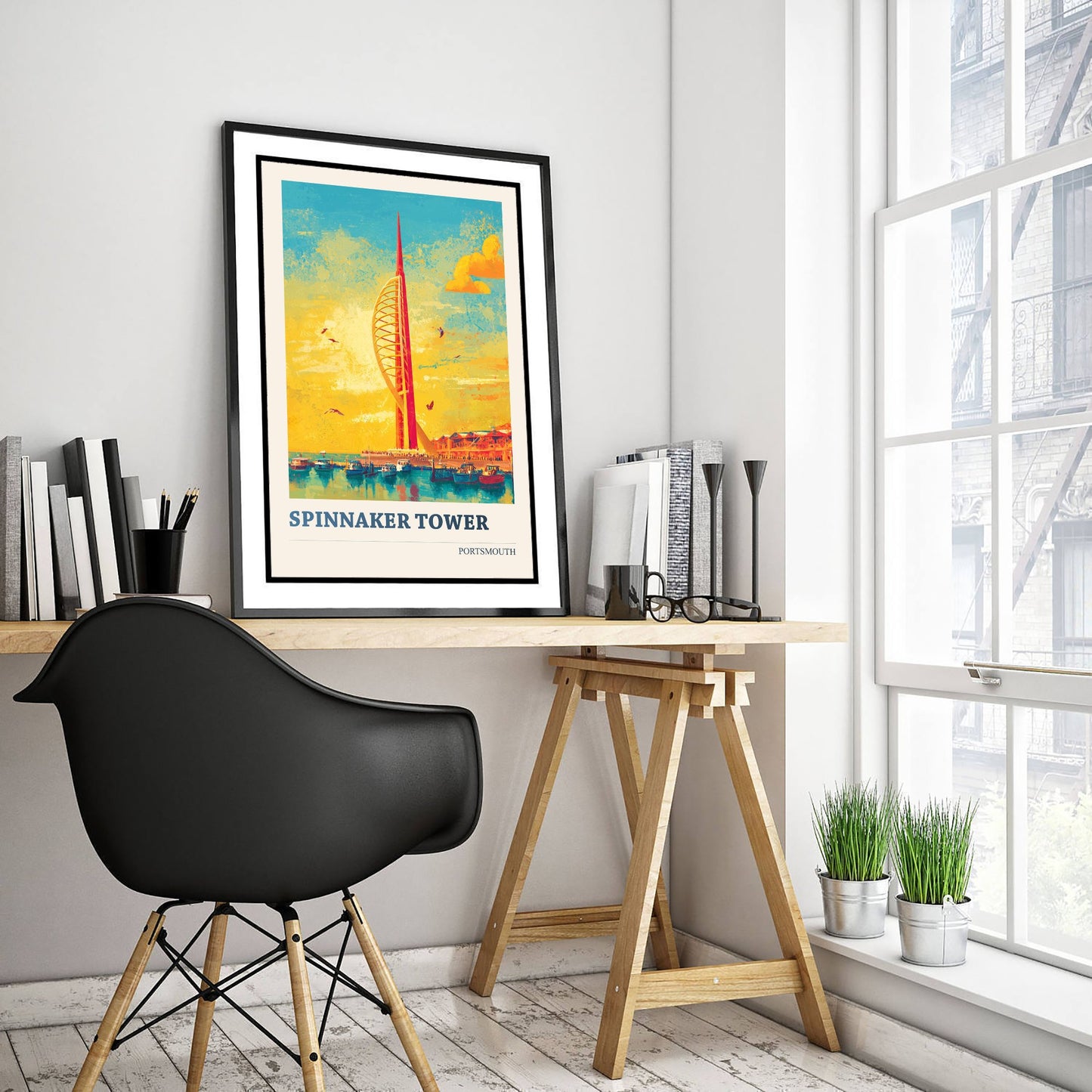 Spinnaker Tower Portsmouth Travel Poster - Art Print - Bold Pop Illustration - Harbour Wall Art 1/3