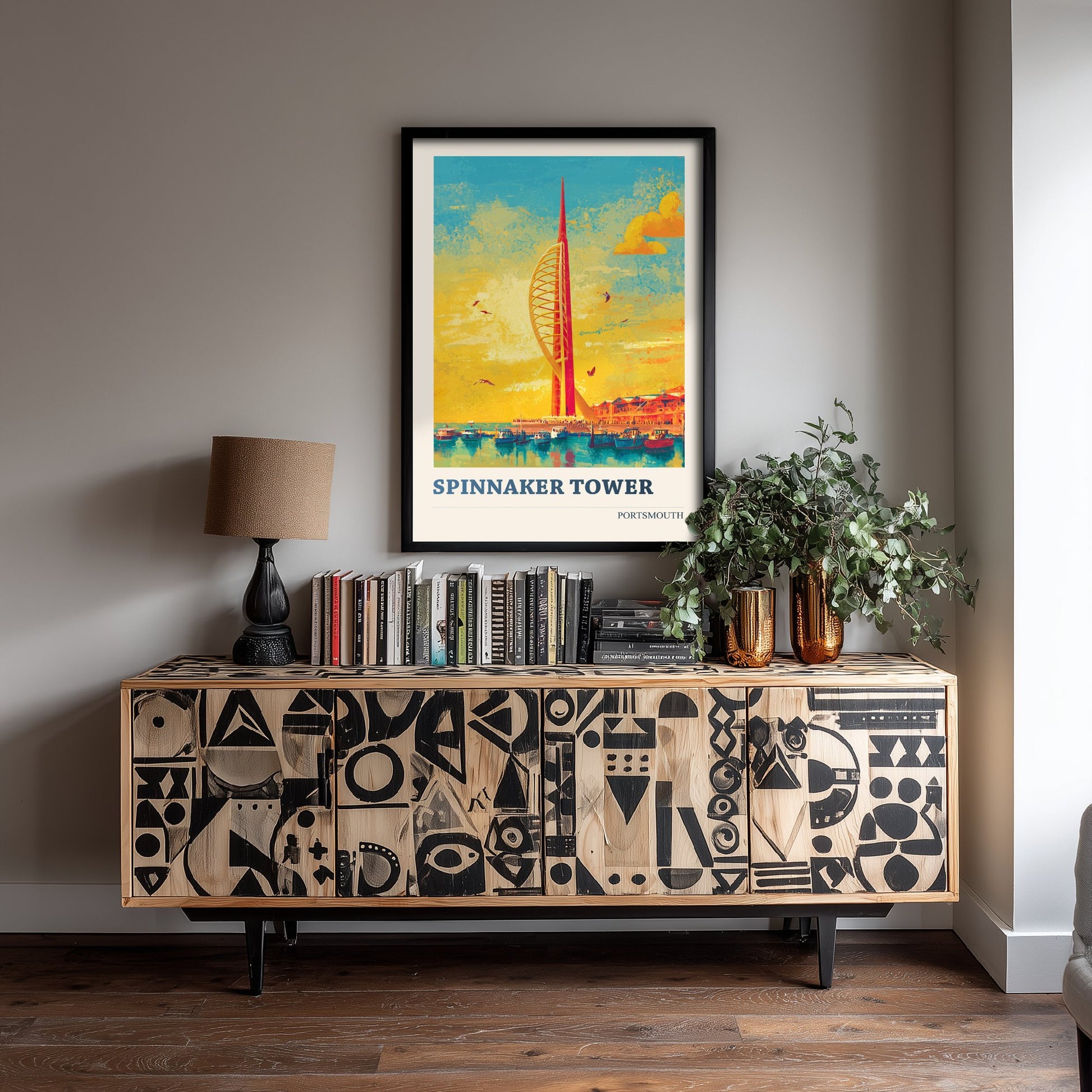 Spinnaker Tower Portsmouth Travel Poster - Art Print - Bold Pop Illustration - Harbour Wall Art 1/3