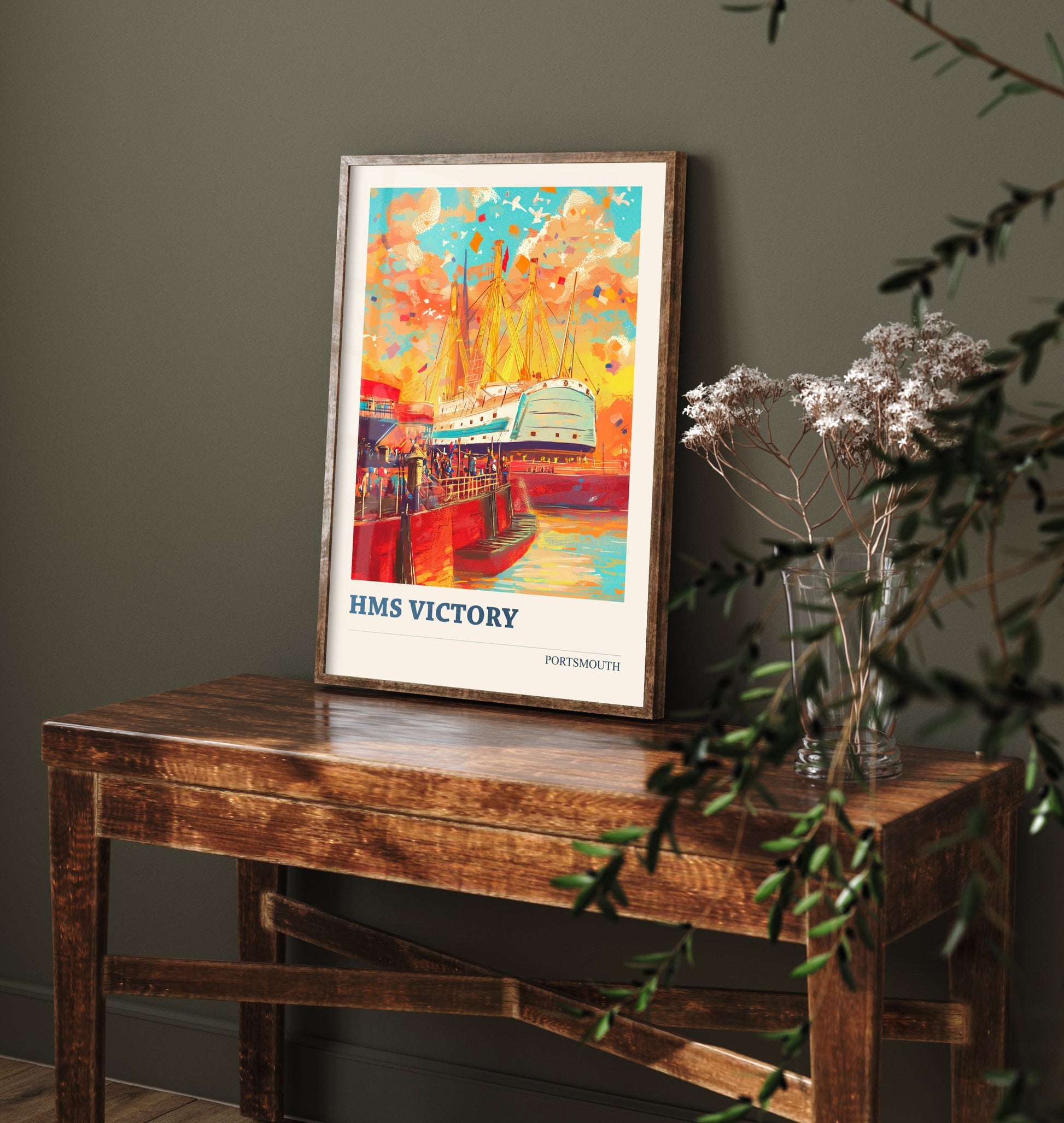 HMS Victory Portsmouth Travel Poster - Art Print - Bold Pop Illustration - Nelson Ship Wall Art 2/3
