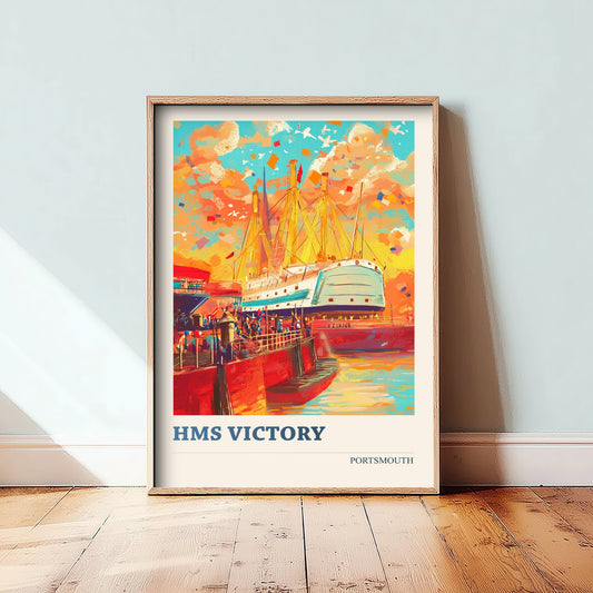 HMS Victory Portsmouth Travel Poster - Art Print - Bold Pop Illustration - Nelson Ship Wall Art 2/3